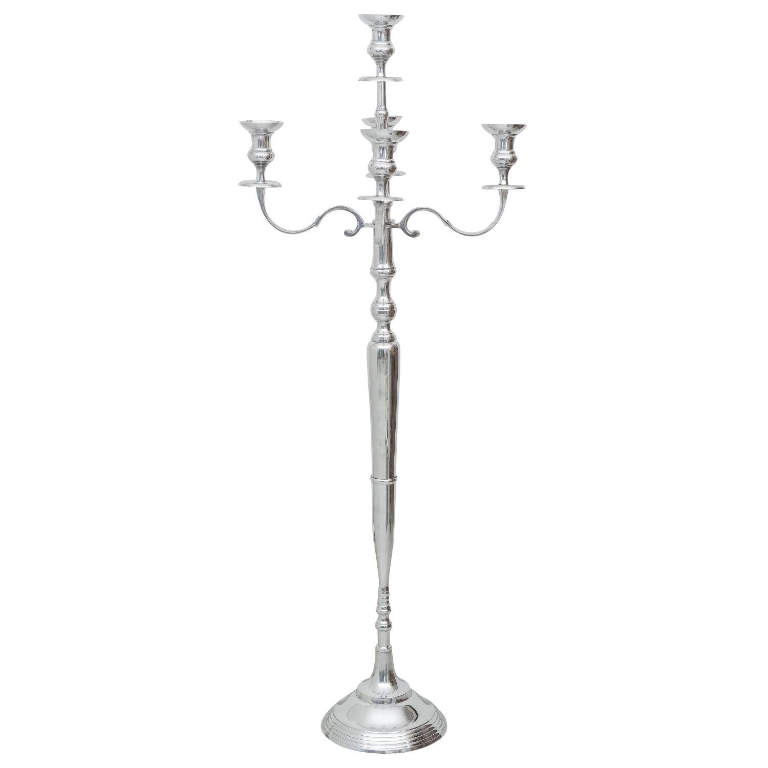 Aubaho Kerzenständer Kerzenhalter Kerzenständer 5-armig Aluminium silber Antik-Stil 164cm