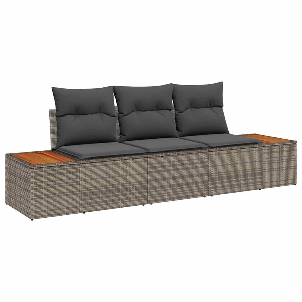 vidaXL Loungesofa Garten-Sofa-Set 3 stk. 3-Sitzanzahl Grau Poly Rattan, 3 Teile