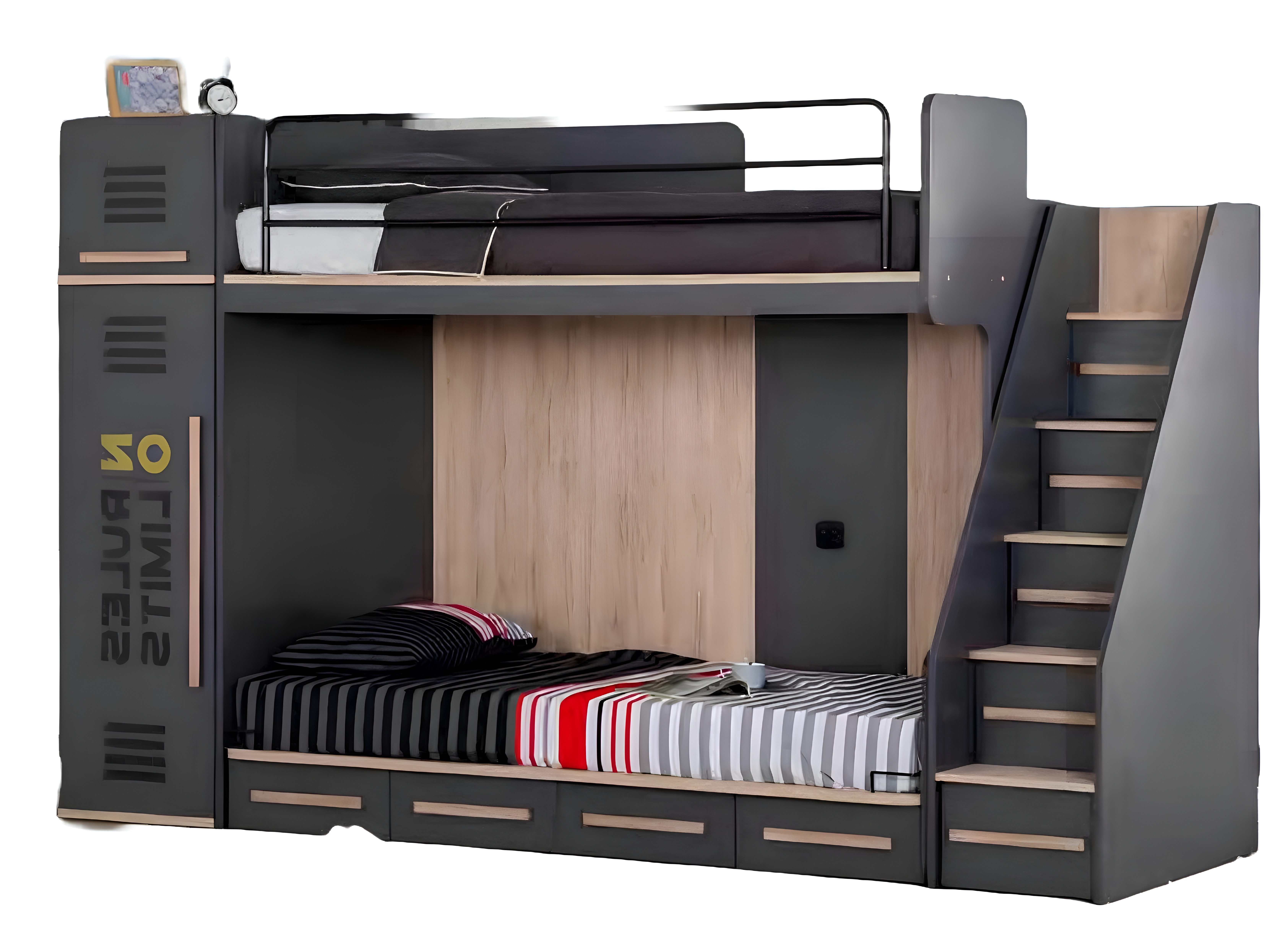Xlmoebel Etagenbett Hochbett für Jugendzimmer mit Stauraum und robustem Design (Etagenbett, Etagenbett), Hergestellt in Europa