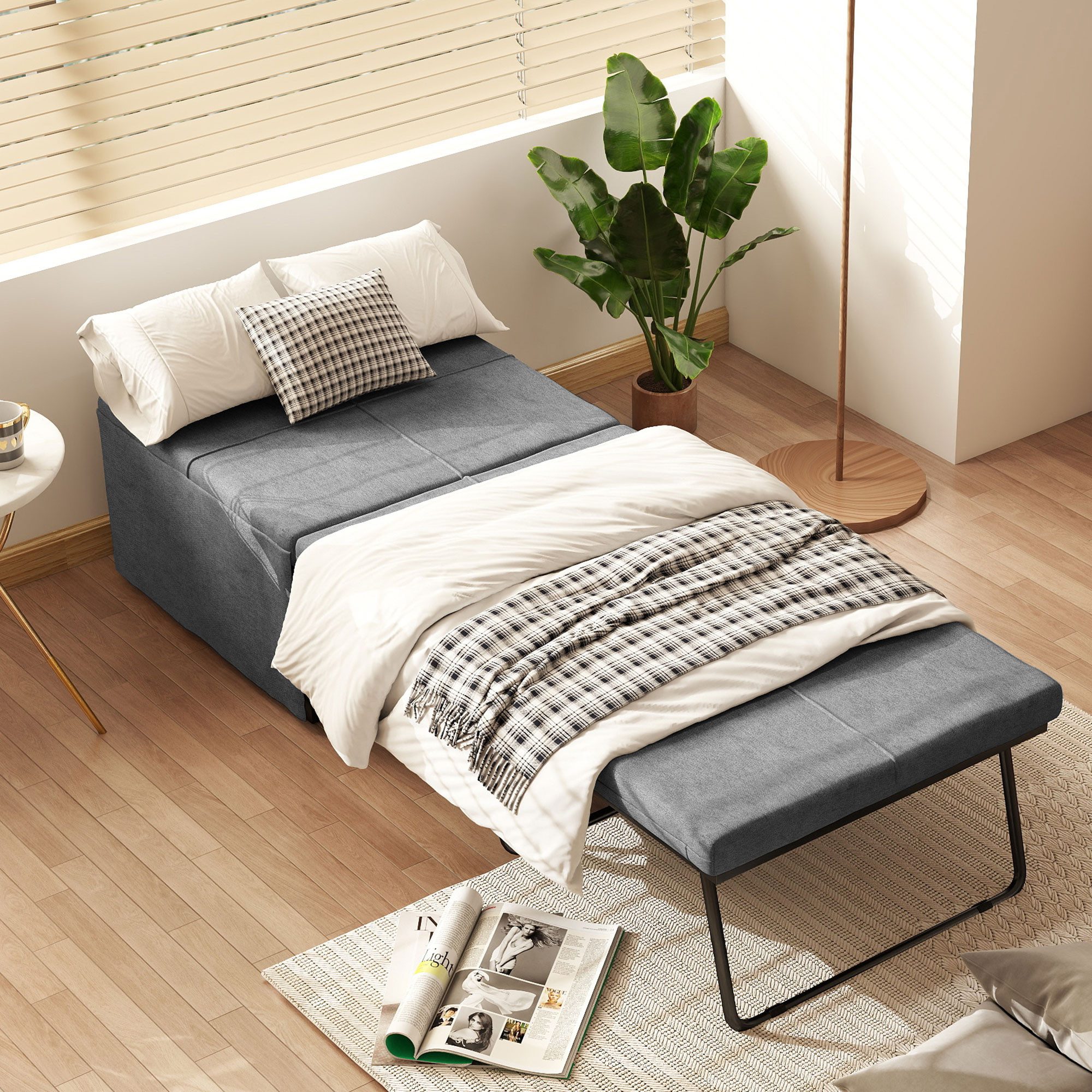 HOMCOM Gästebett ca. 190x60 cm, mit 8cm Schaumstoff Matratze, faltbar (Reisebett, 1-St., Klappbett) bis 120 kg belastbar, für Büro, Gästezimmer, Grau