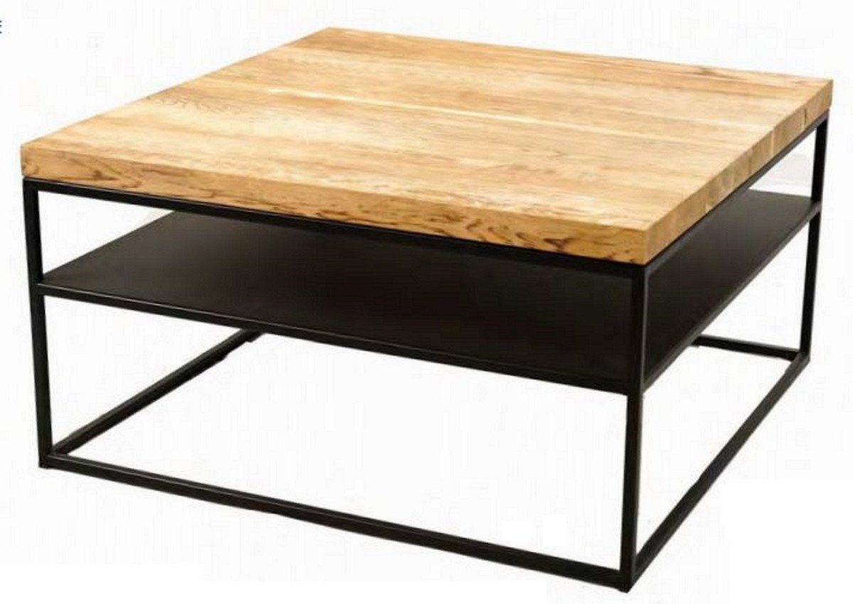 x Tischplatte Couchtisch Moderner Wohnzimmertisch Luxus Massivholz Luxus Couchtisch 80 mit 40 - Möbel H. Padrino x Naturfarben Casa 80 cm - Schwarz /
