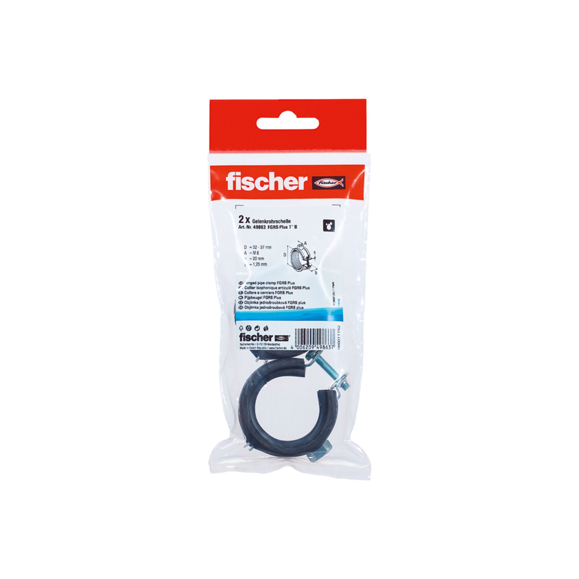 fischer Rohrschelle fischer Gelenkrohrschelle FGRS Plus 1" B (2) 10 Stk