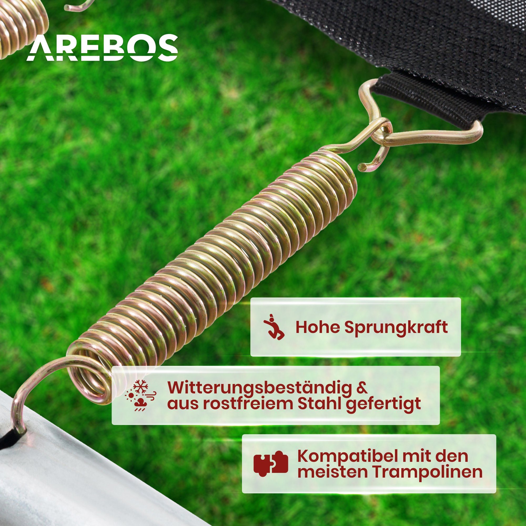 Arebos Trampolinsprungfeder Zugfeder, Sprungfeder, Druckfeder, Trampolin Stahlfeder (24 St., Set)