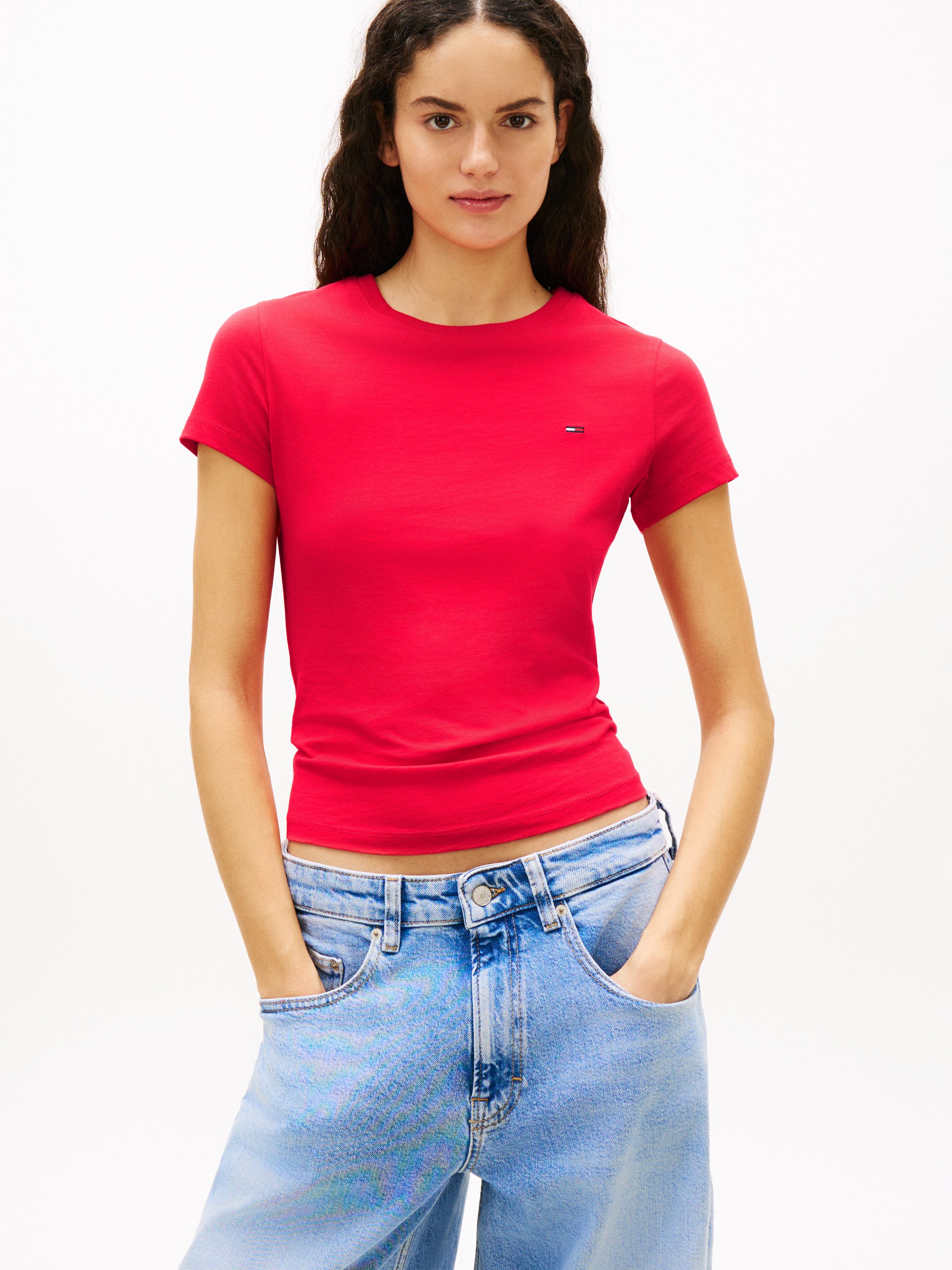 Tommy Jeans Kurzarmshirt TJW SLIM C-NECK TEE mit Logo-Stickerei günstig online kaufen