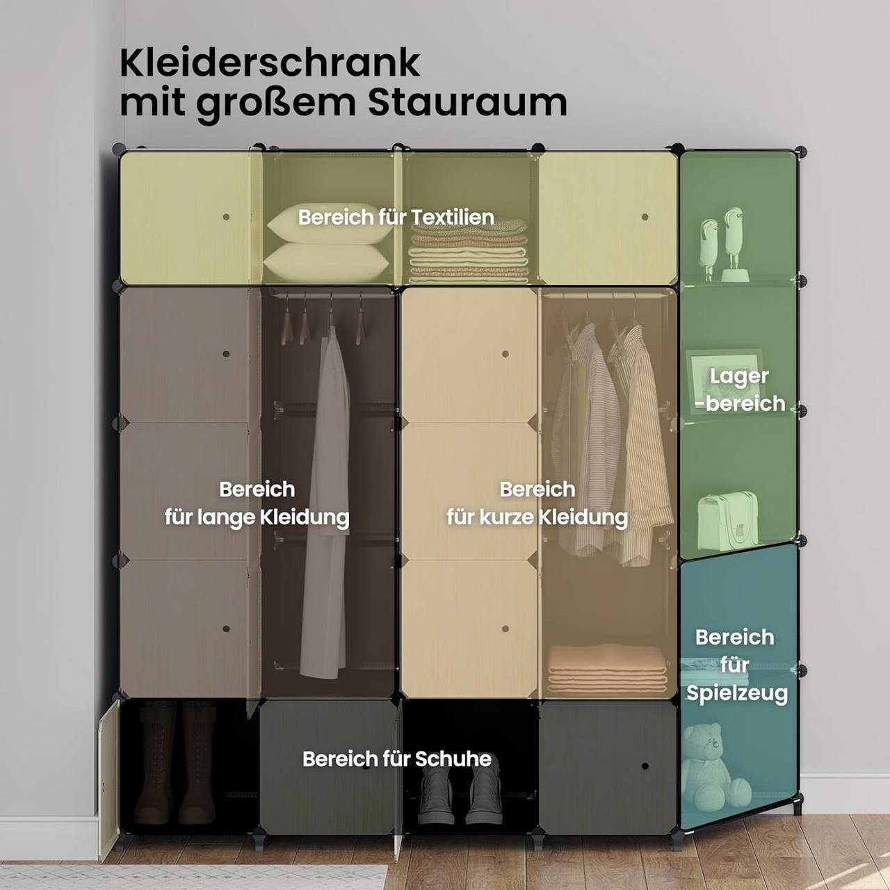 Türen Garderobenschrank Steckregal (1-St) DIY Woltu mit Kleiderschrank