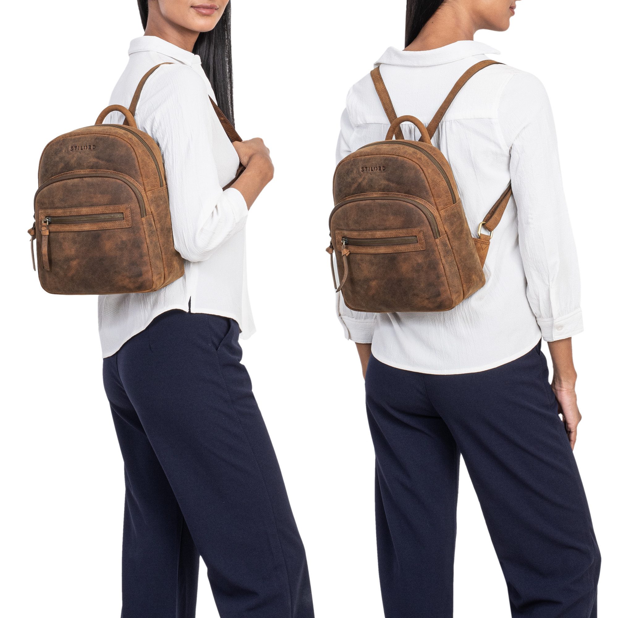 STILORD Cityrucksack "Alba" Kleiner Leder Rucksack Damen Vintage