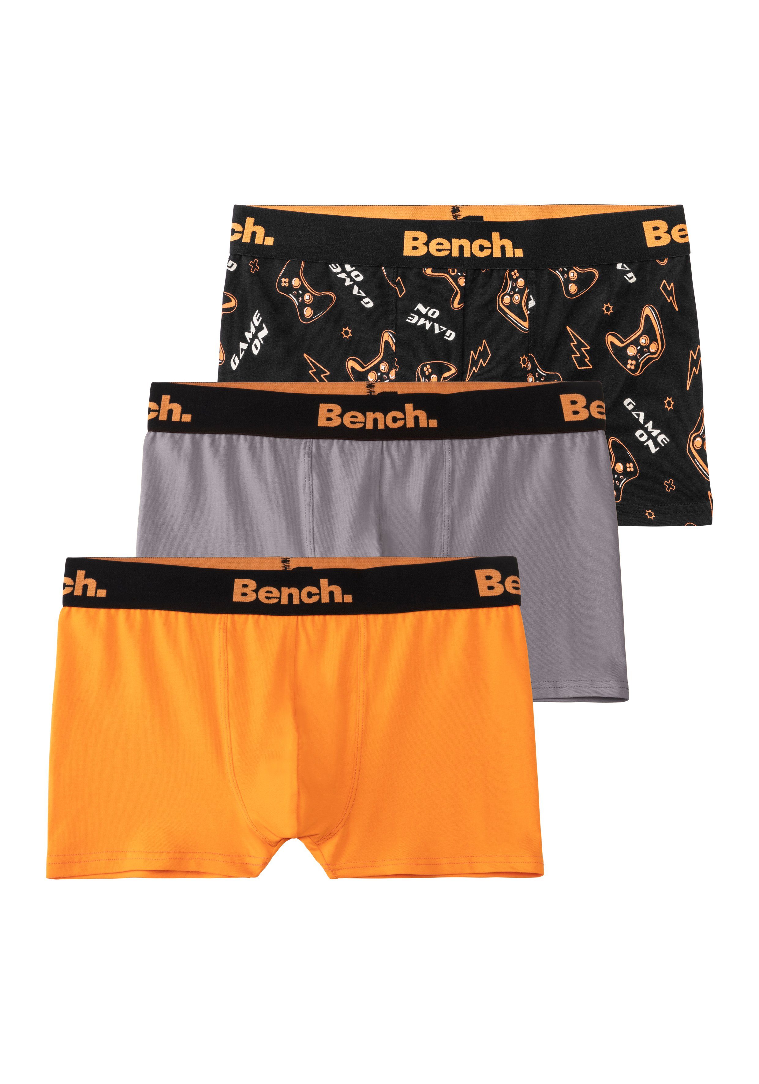 Bench. Boxer (Packung, uni orange gemustert Packung und in 3-St) / / gemustert einer grau
