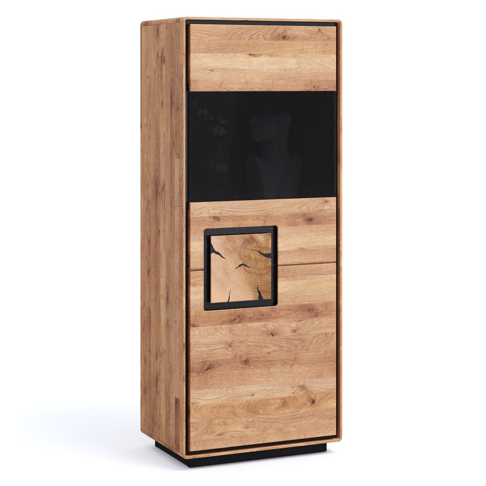 Lomadox Highboard WOODBRIDGE-69, in Eiche massiv geölt, 60 cm breit, Hirnholz, montiert