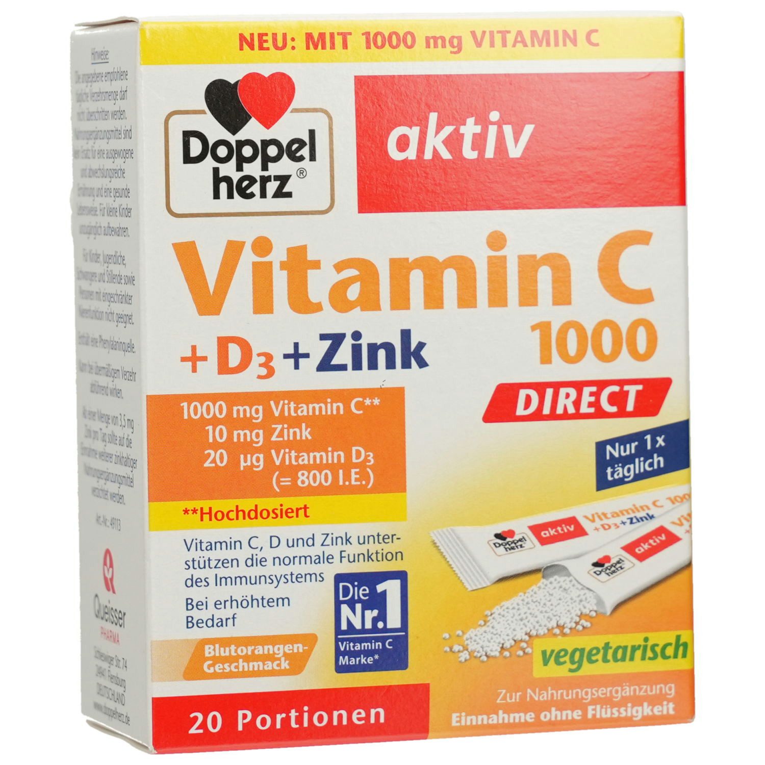 Doppelherz DOPPELHERZ Vitamin C 1000+D3+Zink DIRECT Pellets 20 Stück Pellets