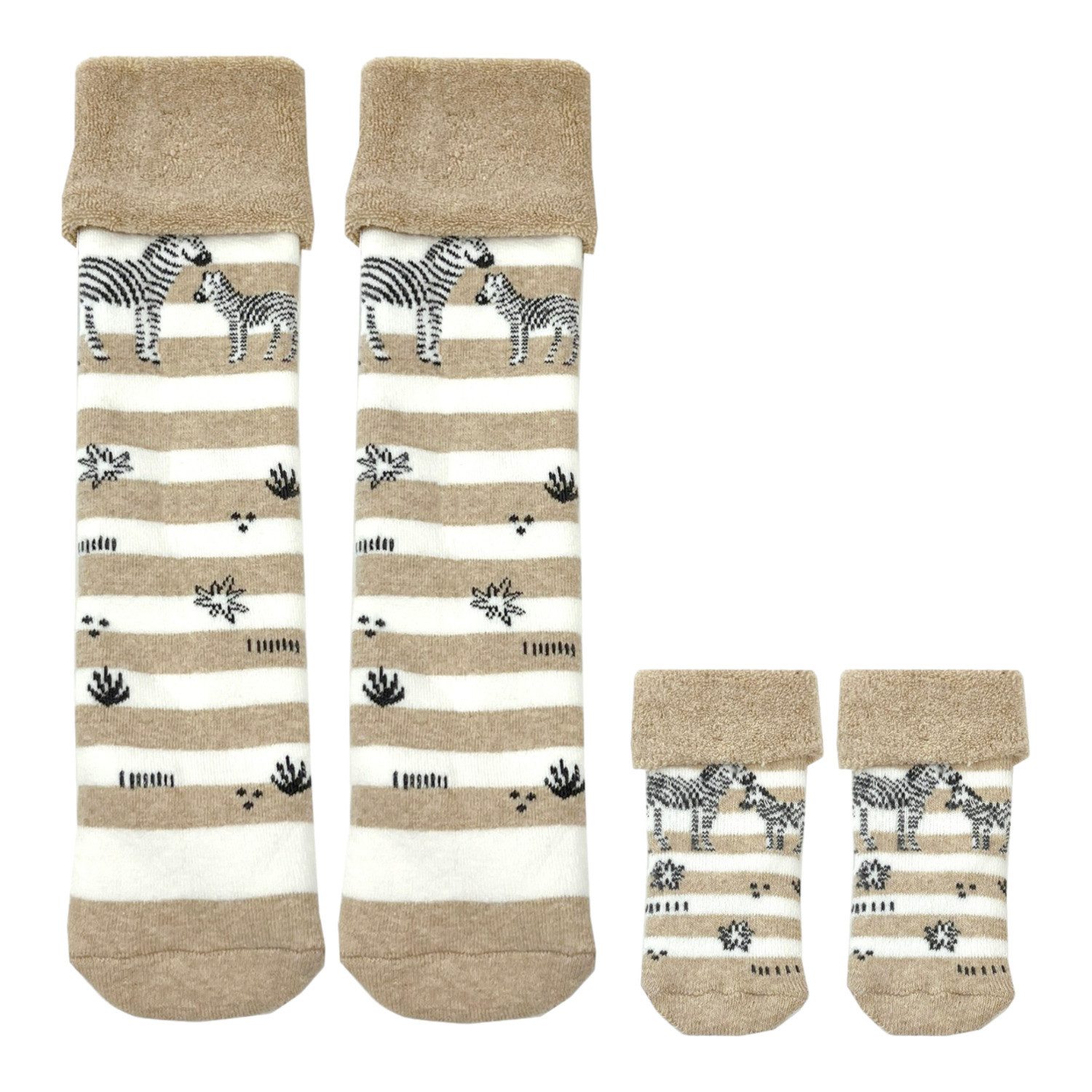 Cucamelon Freizeitsocken Zebra Socken Cucamelon Kuschelsocken für Mama und Baby in 38 40 (2