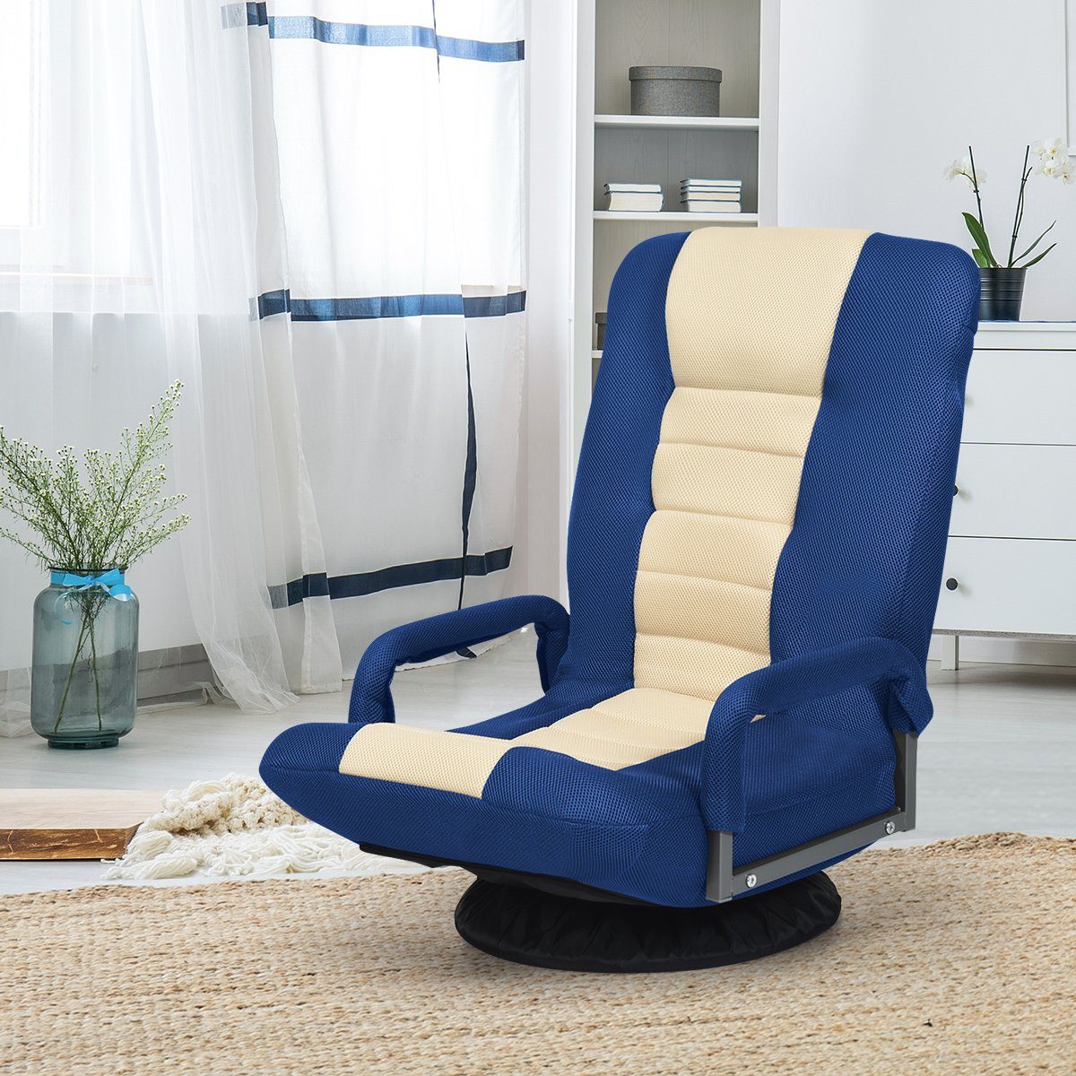 COSTWAY Relaxsessel, Bodensessel mit verstellbarer Rückenlehne,drehbar