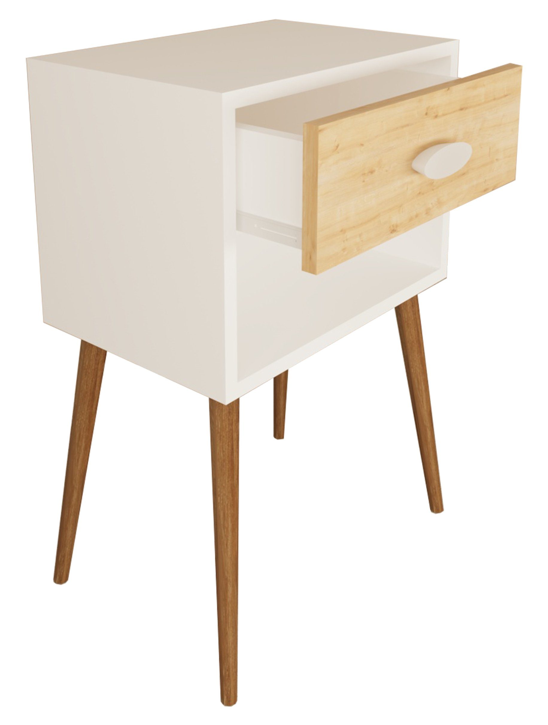 VCM Nachttisch Nachtkonsole Singol H. 70 x B. 45 x T. 30 cm, Nachtschrank, Beistelltisch, Nachtkommode