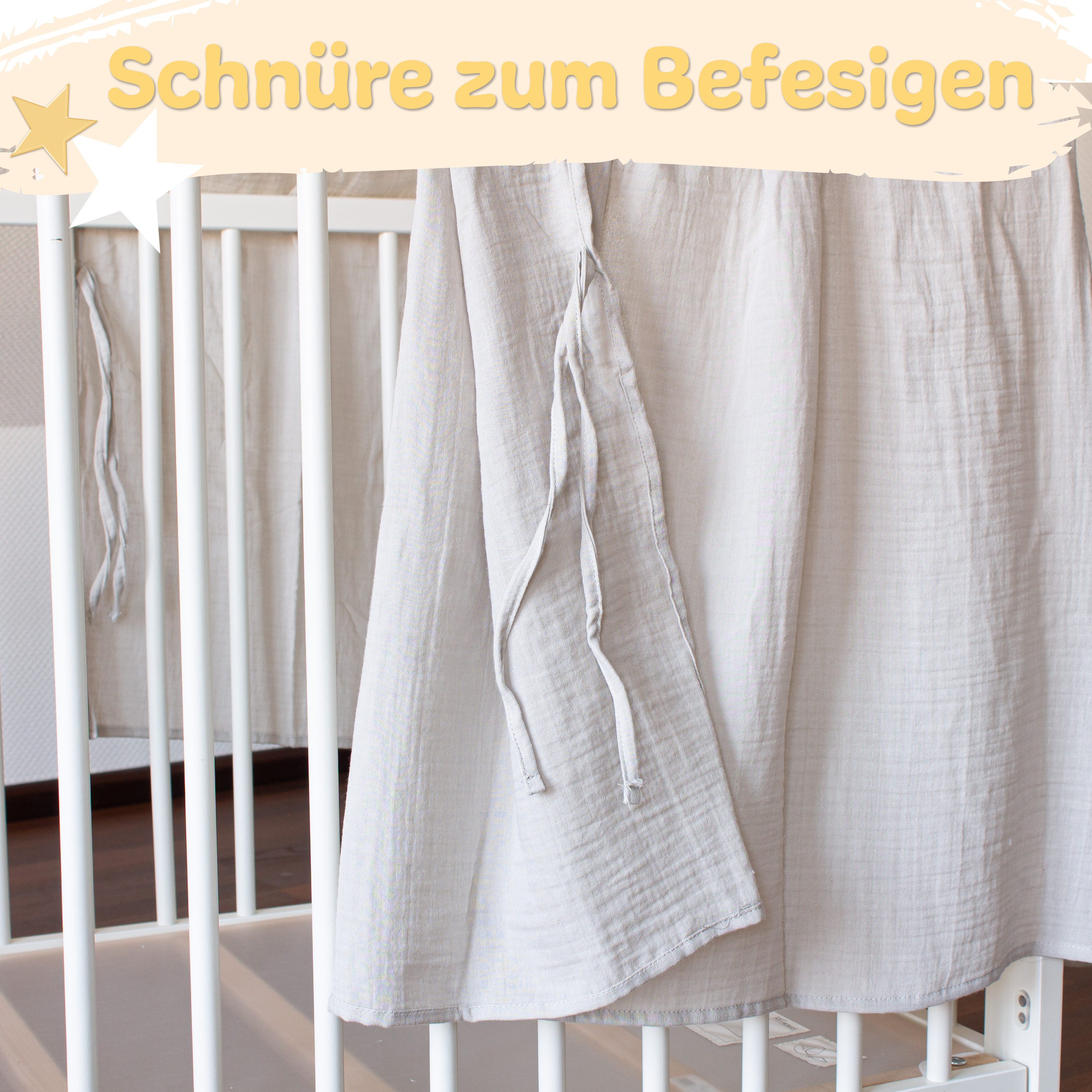 Babykajo Betthimmel Stoff + Ständer (Set, 1-tlg., in verschiedenen Varianten), Betthimmel Ständer mit Betthimmel für Babybetten – Bild 5 von 5
