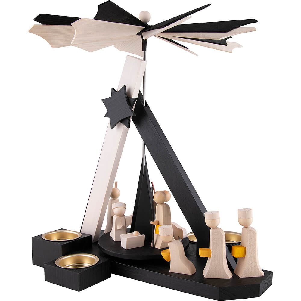 ULMIK Weihnachtspyramide 1-stöckige Pyramide Weihnachtsgeschichte - schwarz-weiß (30cm) von ULM