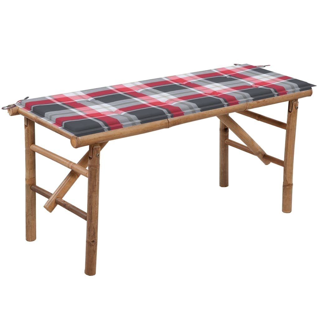 vidaXL Gartenbank Klappbare Gartenbank mit Auflage 118 cm Bambus (1-St)