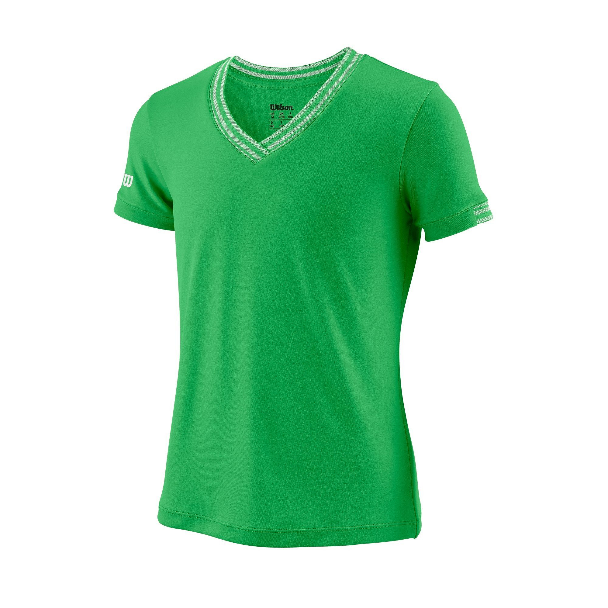 Tennisshirt Team V-Neck #18 grün Mädchen