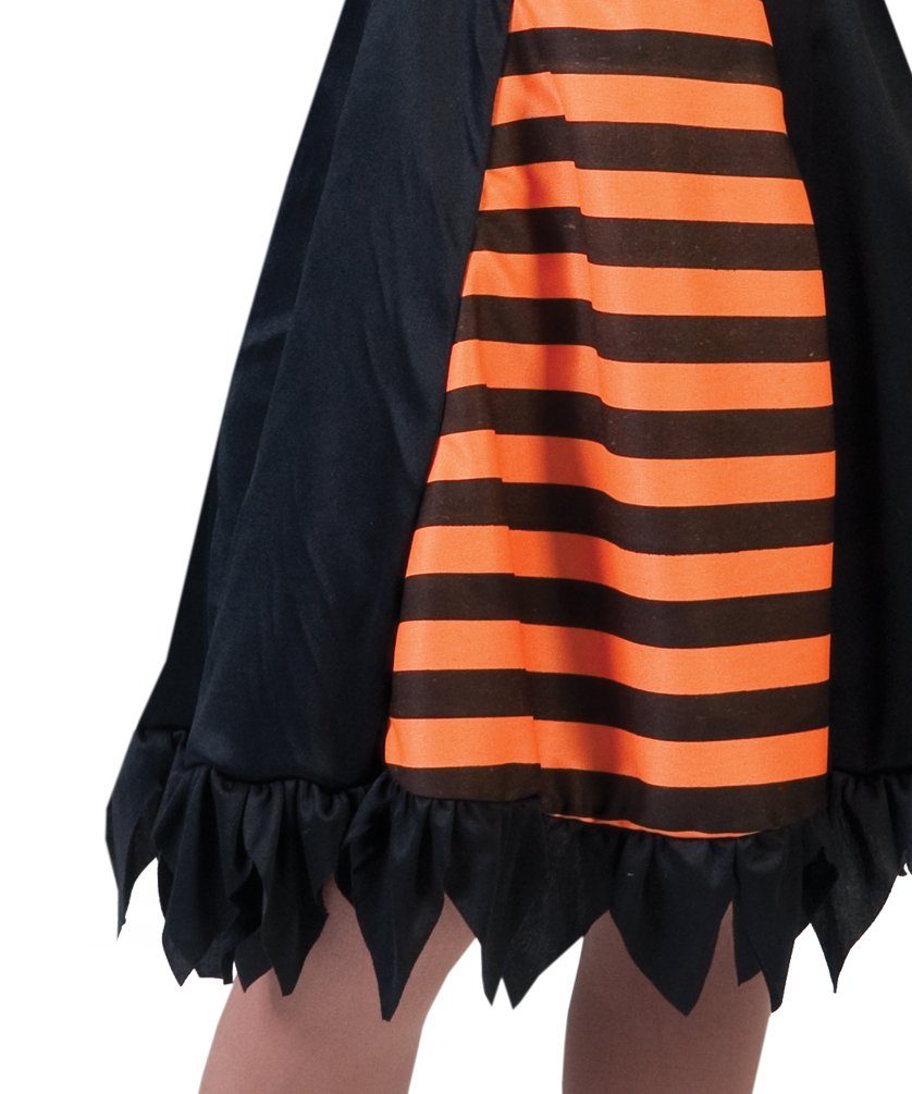 Karneval-Klamotten Hexen-Kostüm schwarz orange Hexenkleid mit Hexenhut, Armstulpen, Kinderkostüm Mädchenkostüm Halloween Kleid mit Armstulpen und Hut