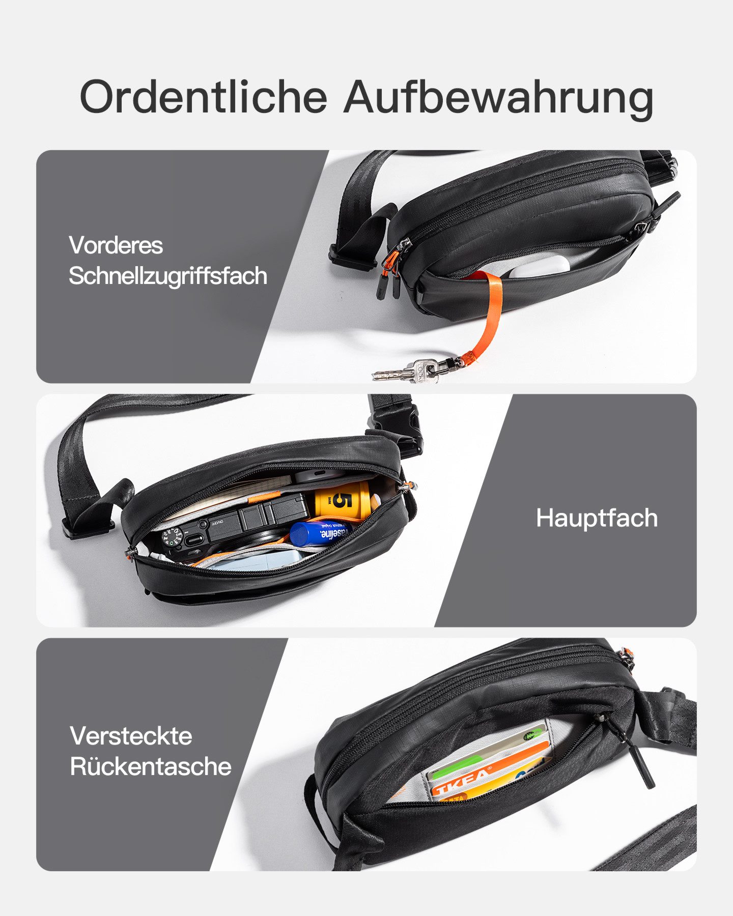 Inateck Gürteltasche Sling Bag, 1,5 Liter Bauchtasche Gürteltasche Brusttasche, für Reise, Sport, Wandern