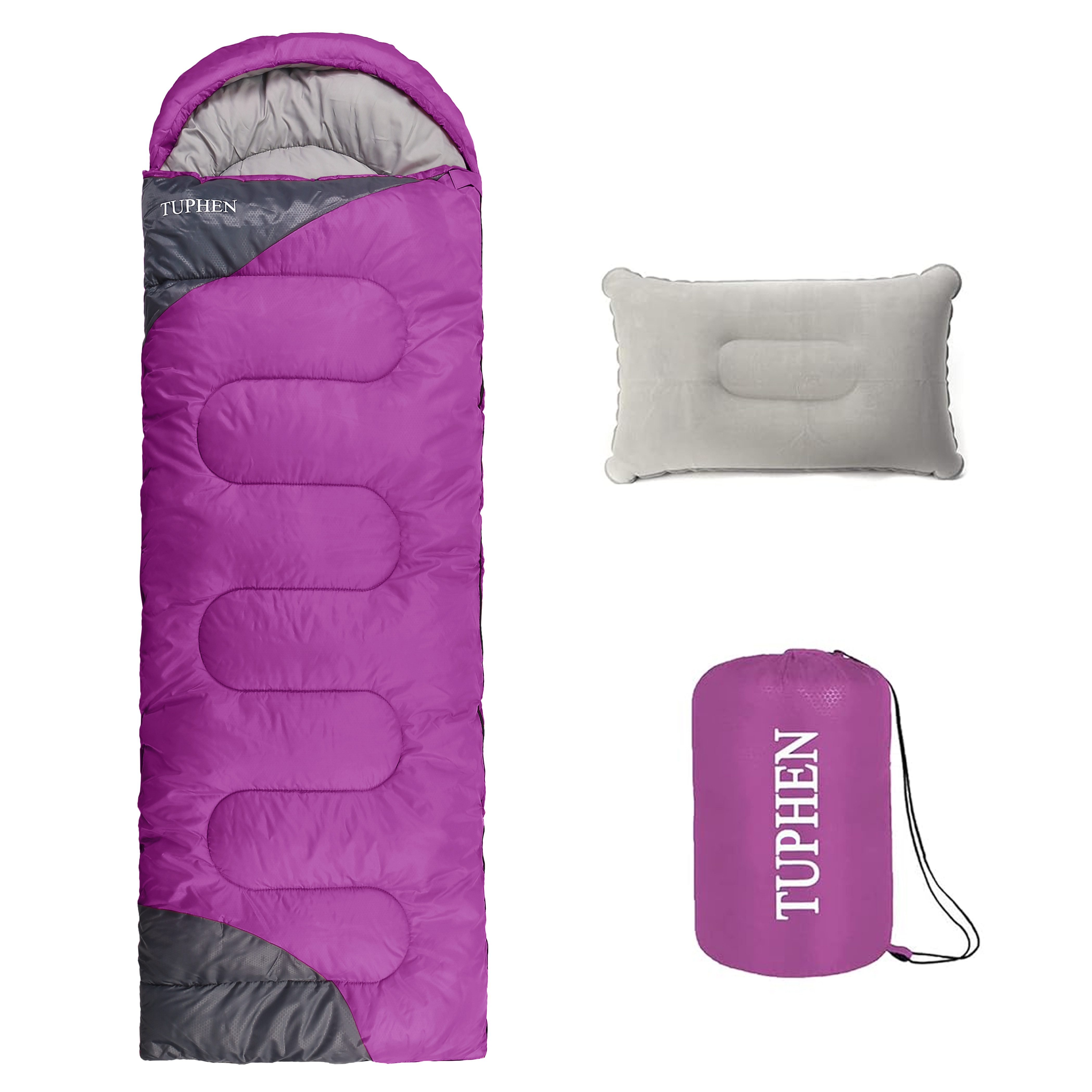 TUPHEN Schlafsack Camping-Schlafsack, Leicht, Wasserdicht, Kompakt 220*80 cm (1 tlg), Separater Fußreißverschluss, Komforttemperatur von -3C bis 13°C