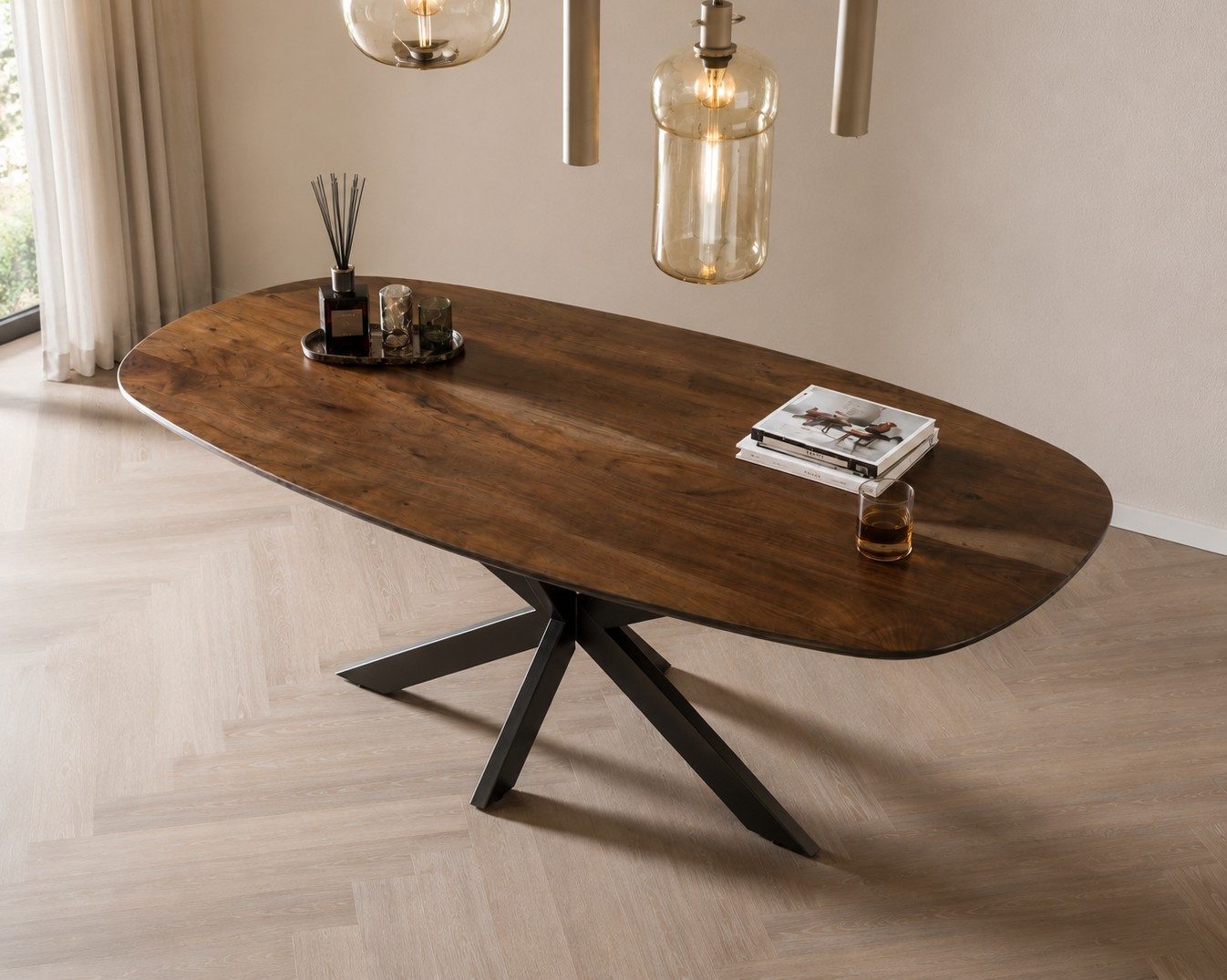 LEVEN Lifestyle Esstisch Esszimmertisch SCANDO dänisch oval Akazie massiv braun, in 3 Größe erhältlich: 150 cm, 180 cm und 215 cm