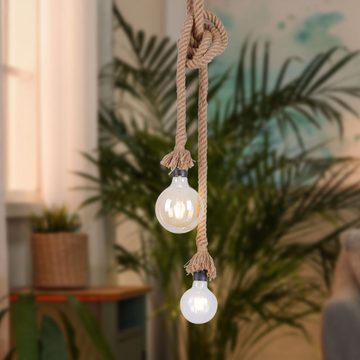 etc-shop LED Pendelleuchte, Leuchtmittel inklusive, Warmweiß, Vintage Seil Hänge Decken Lampe RETRO Filament Tau Pendel Leuchte im