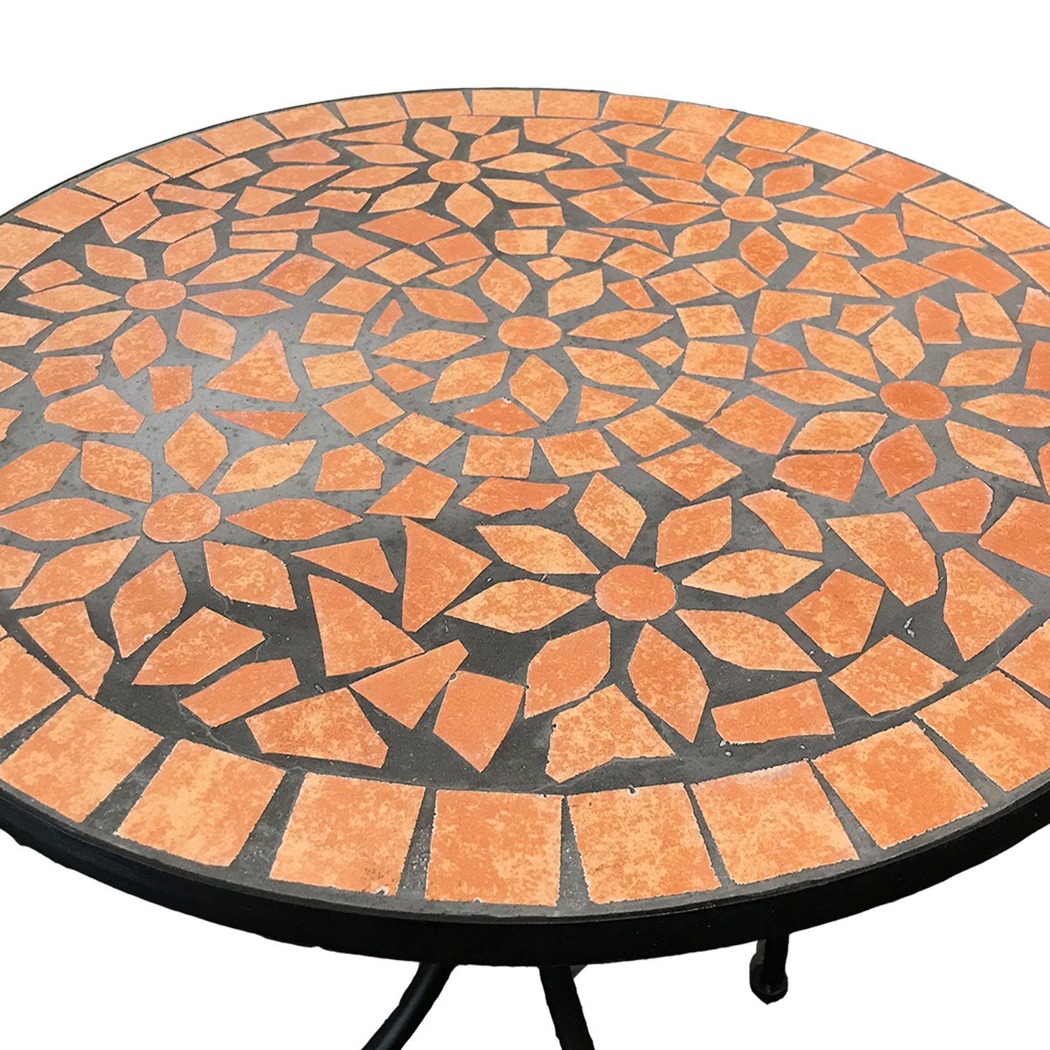 Mojawo Küchentisch Mosaik Tisch Bistrotisch Gartentisch Balkontisch Ø60cm Terrakotta – Bild 3 von 4