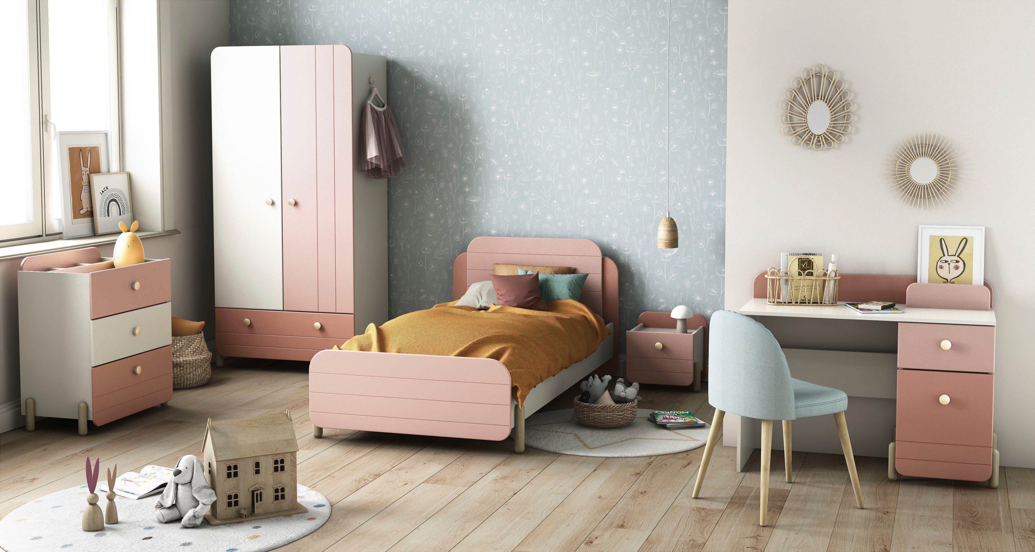 Demeyere GROUP Kinderschreibtisch Jade, Schublade, Stauraum, Runde Knopfgriffe mit Roségold-Finish – Bild 2 von 5