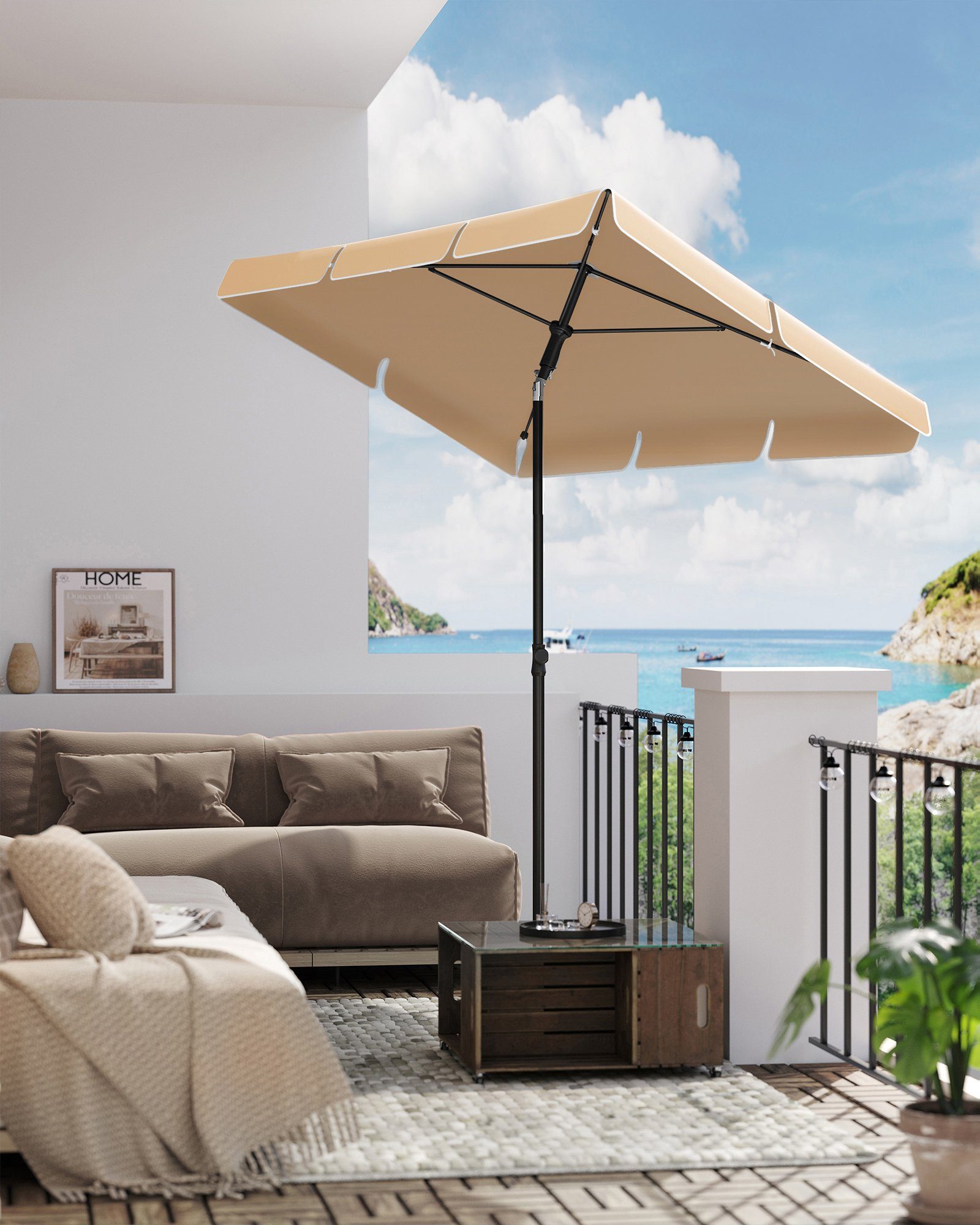 SONGMICS Sonnenschirm, LxB: 180,00x125,00 cm, Balkonschirm, günstig online kaufen