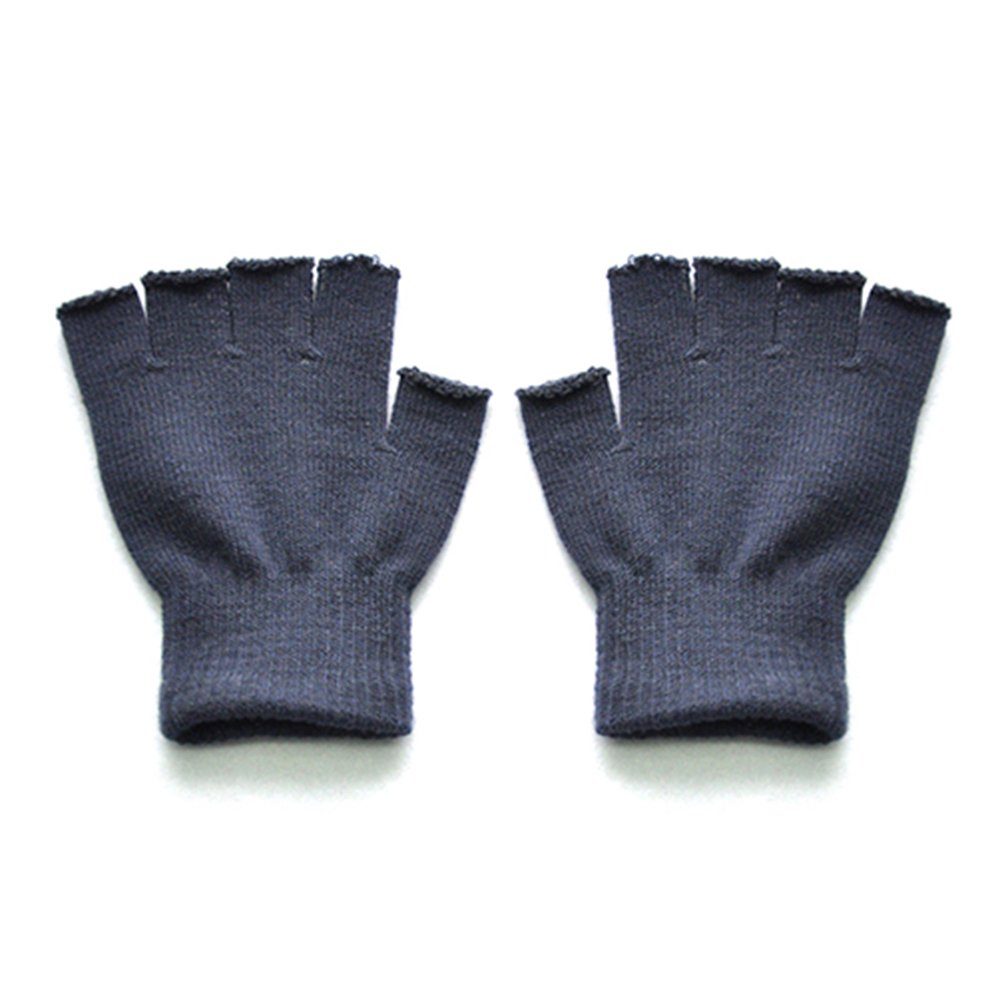 Dehnbar Strickhandschuhe Touchscreen, Mit dunkelgrau Gestrickte Plüsch-Strickhandschuhe Blusmart Winter-Halbfingerhandschuhe 1PCS Warm,