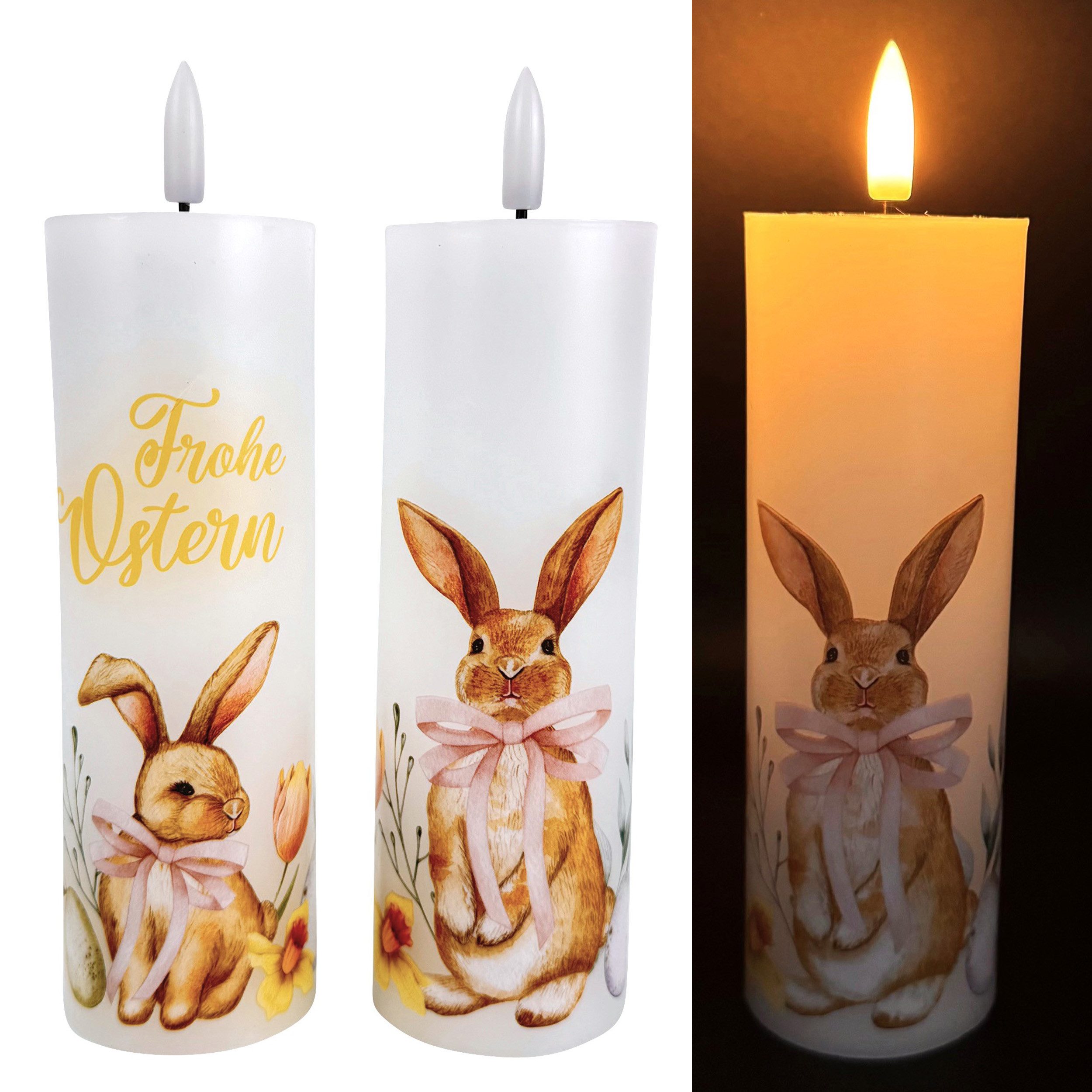 Online-Fuchs LED-Kerze - 2 LED-Kerzen mit Osterhasen und Timer - Osterdekor günstig online kaufen