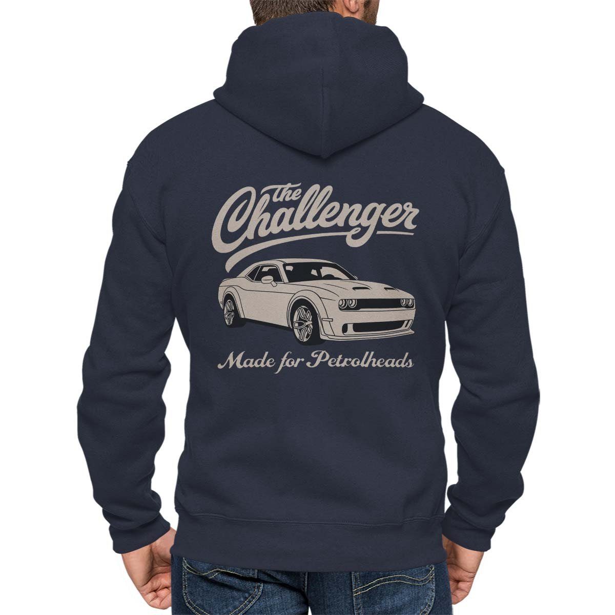 Challenger Motiv Hoodie The / Blau Rebel Zip Kapuzensweatjacke mit On Wheels Auto Kapuzenjacke US-Car