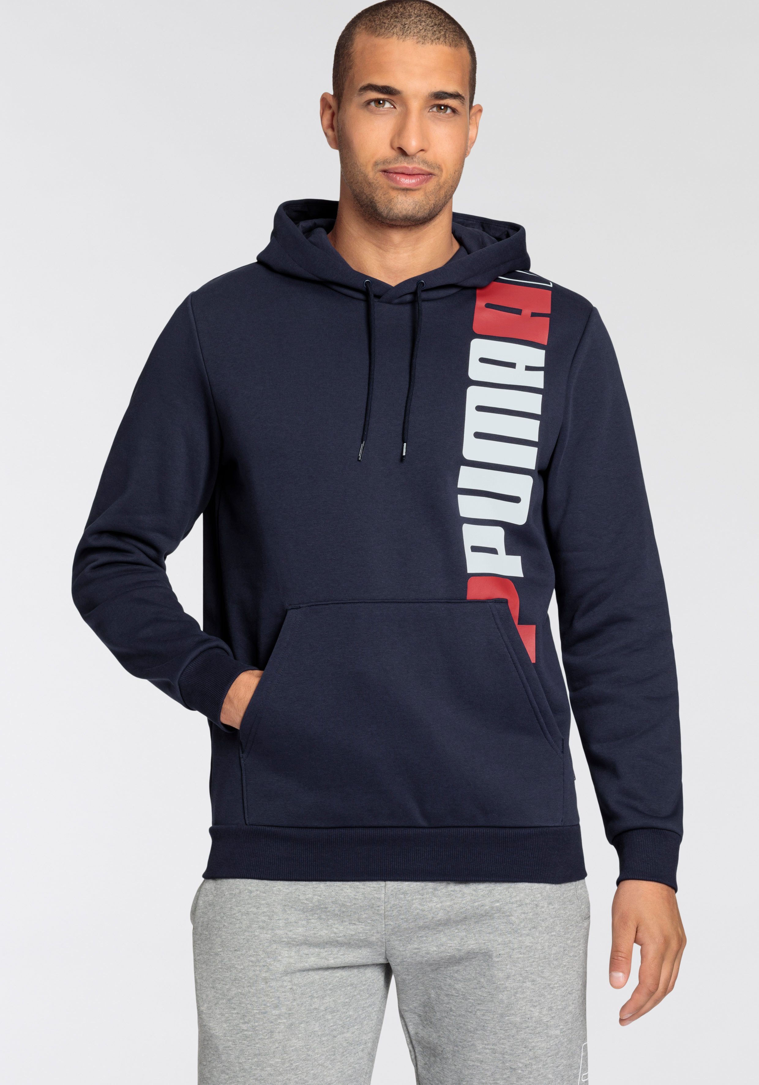 PUMA Kapuzensweatshirt ESS+ LOGO LAB HOODIE FL, Grafischer PUMA Gummiprint  auf der Vorderseite