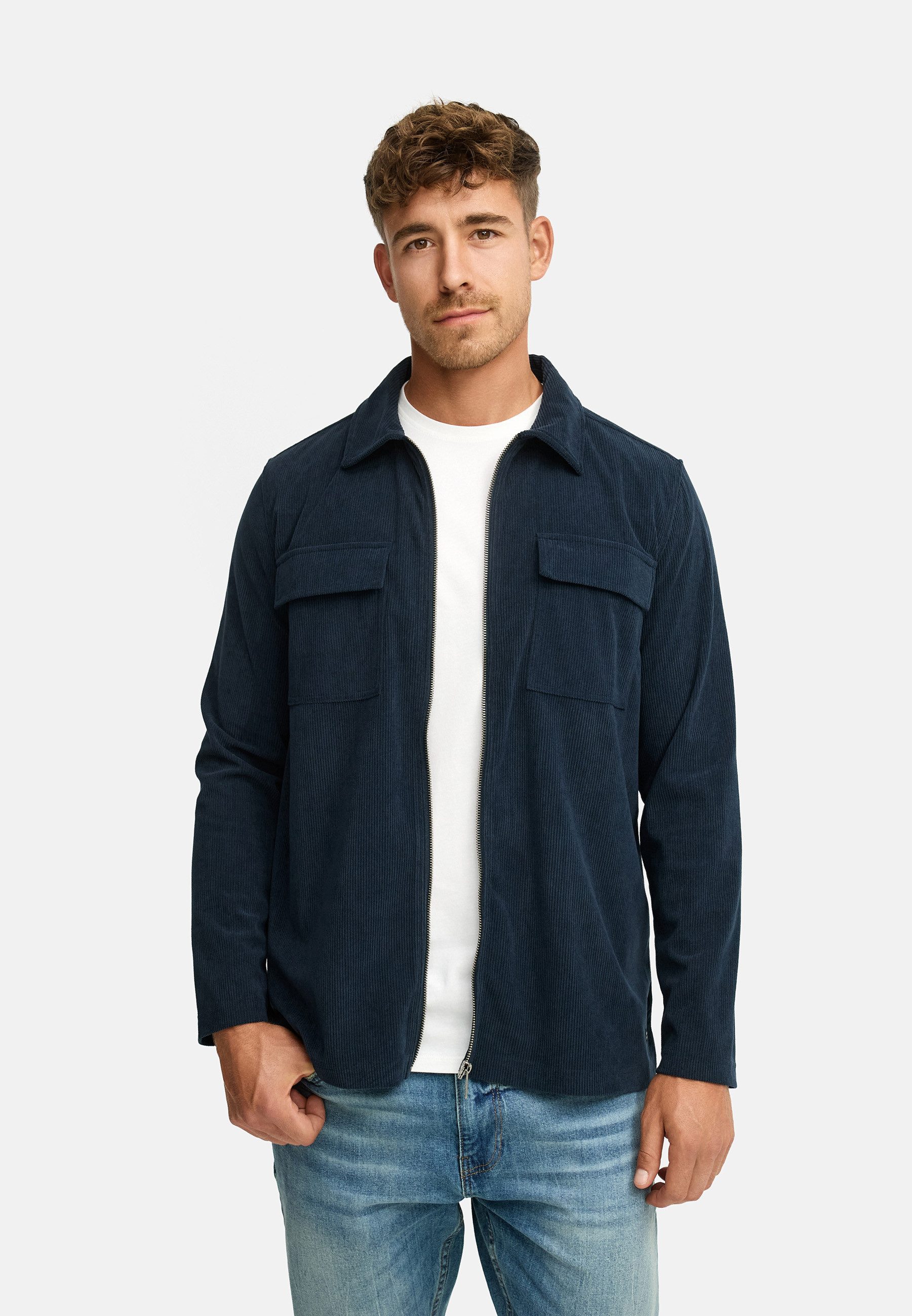 Indicode Langarmhemd Herren INNemoto Zip Herrenhemd Langarm Leichtes Zip-He günstig online kaufen