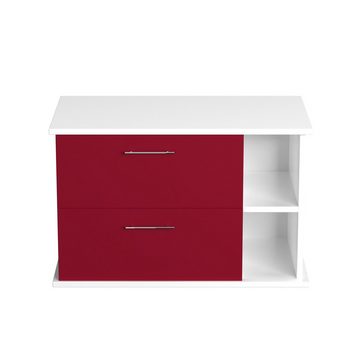 GARLIVO Waschbeckenunterschrank GLA-80R mit Schubladen und Fächern rechts, hängend, Rot Breite 80 cm