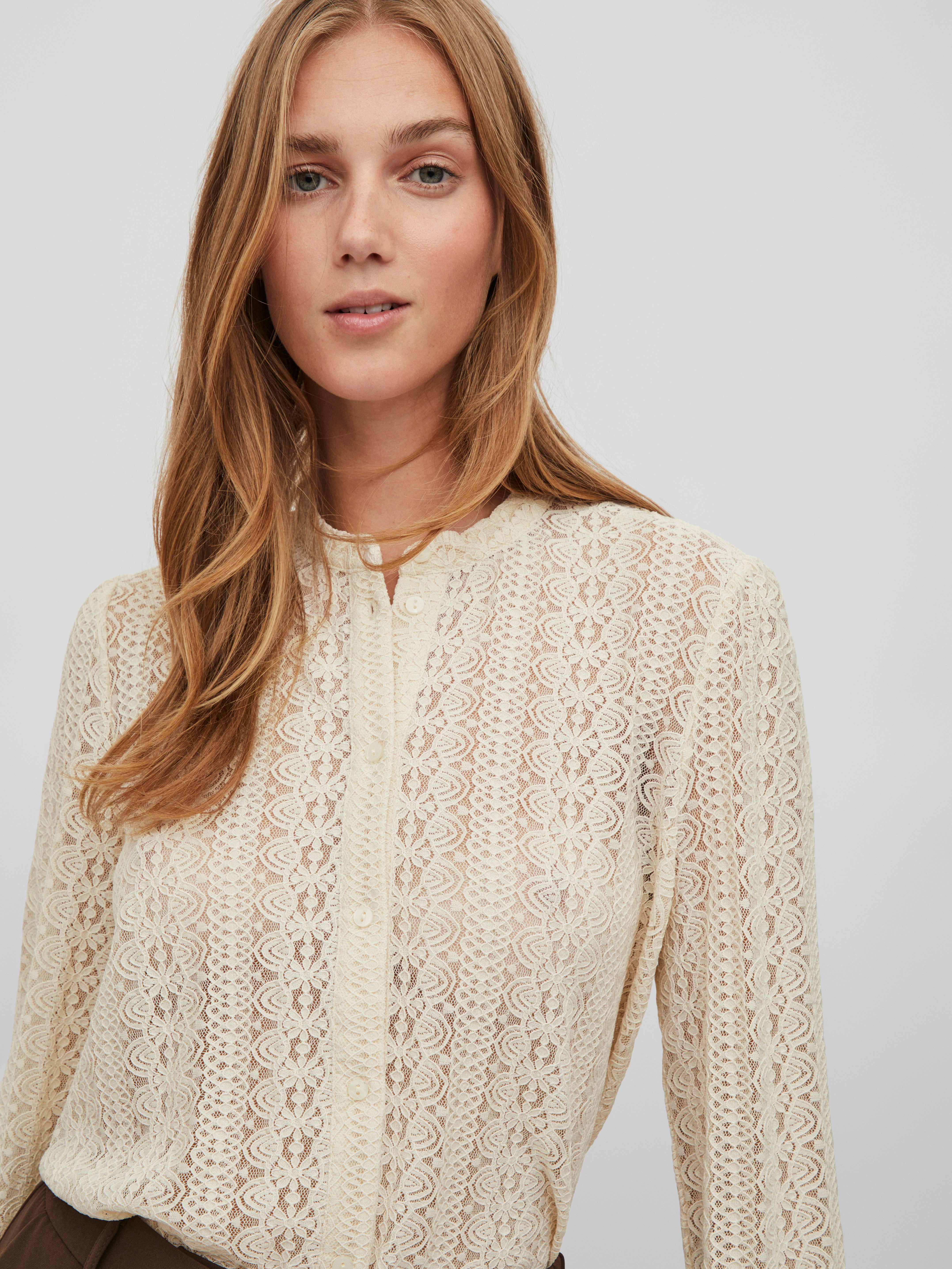 Vila Blusenshirt VICHIKKA LACE L/S SHIRT- NOOS