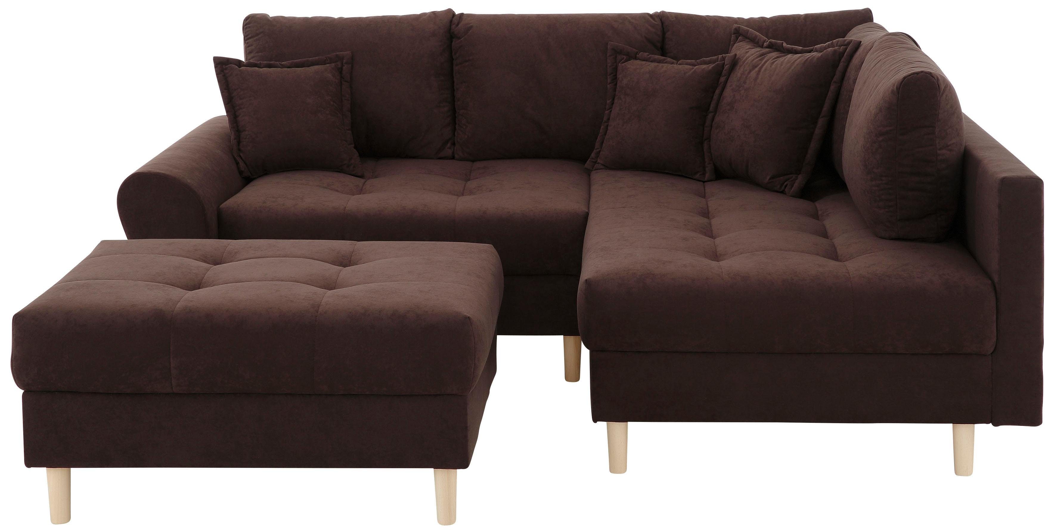 Home affaire Ecksofa Rice L-Form, B: 223 cm, Set, Set: Sofa & Hocker, mit 3 günstig online kaufen