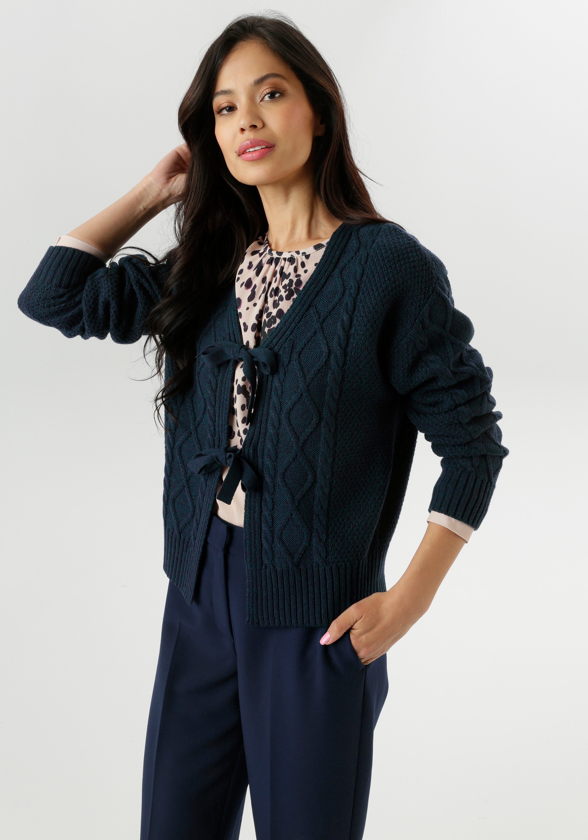 Aniston SELECTED Strickjacke mit Zopf- und Rautenmuster günstig online kaufen