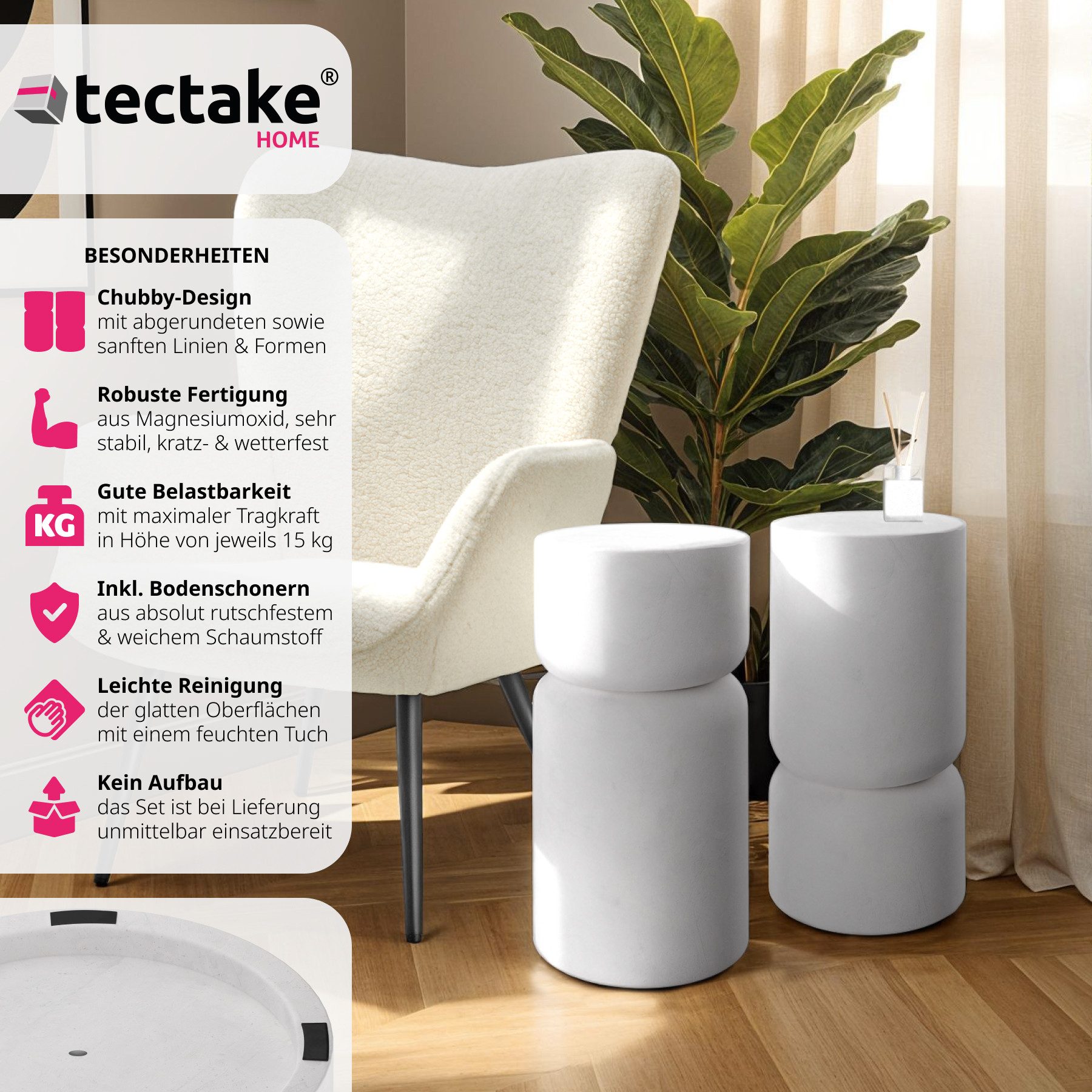 tectake Beistelltisch 2er Set Beistelltisch (1-St., 2 tlg), 2er Set moderne günstig online kaufen