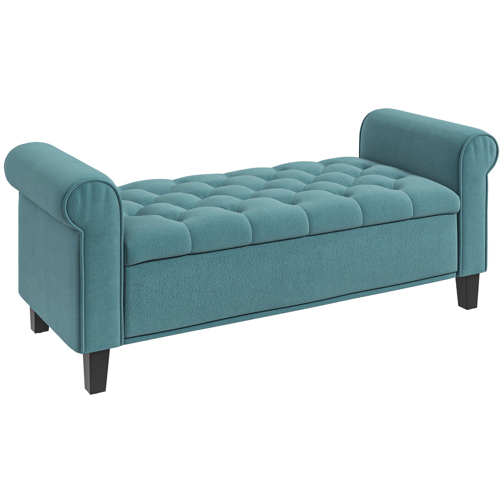 HOMCOM Polsterbank Flurbank mit Stauraum für Schlafzimmer (Sitzbank, 1-St., Bettbank), Grün, 126 x 48,5 x 57 cm