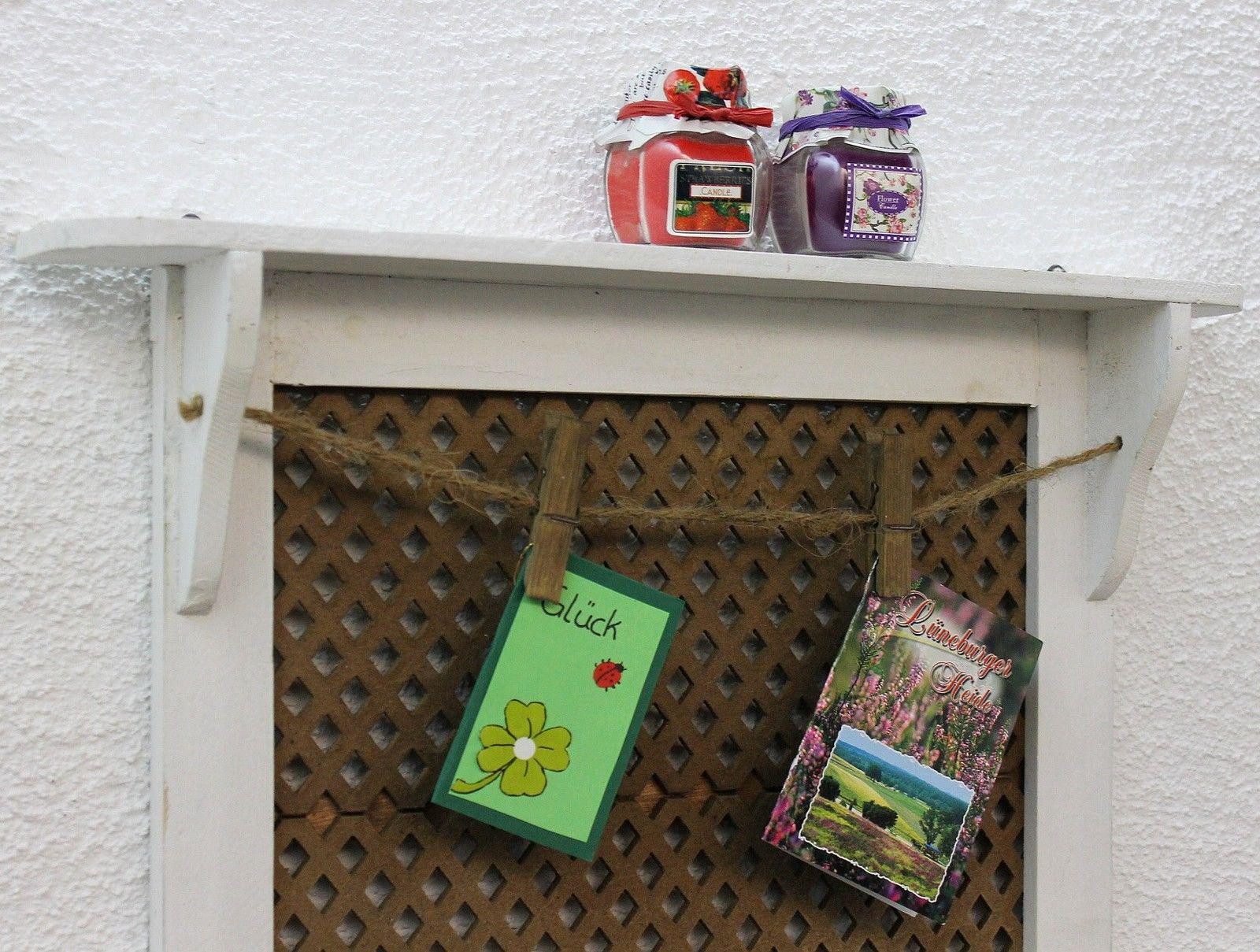 DanDiBo Pinnwand Wandorganizer Vintage Schlüsselbrett Holz mit Ablage Memoboard 12047, Weiß Schlüsselboard Briefablage Schlüsselkasten Shabby Chic