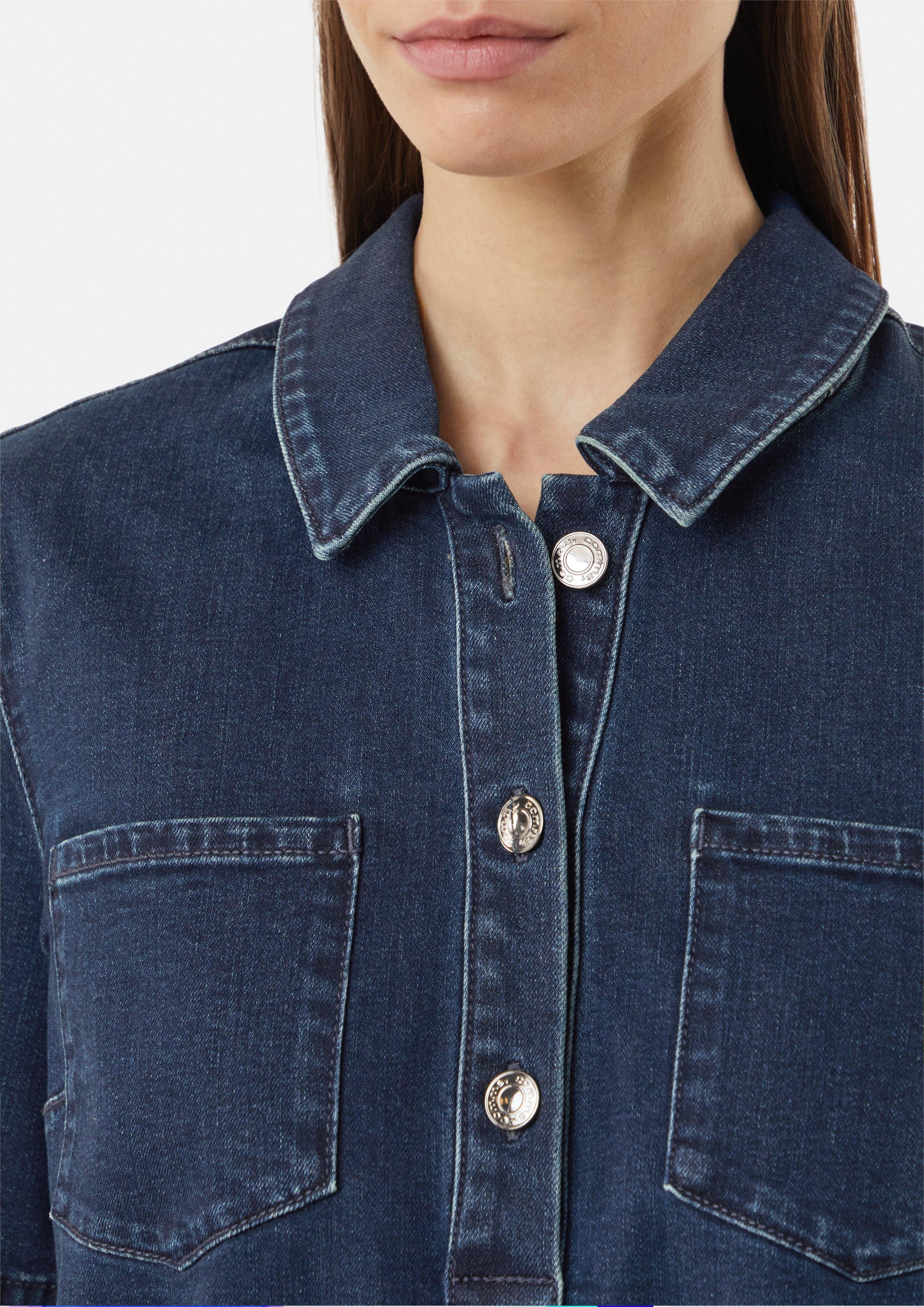 Comma Maxikleid Elastisches Denim-Kleid mit seitlichen günstig online kaufen