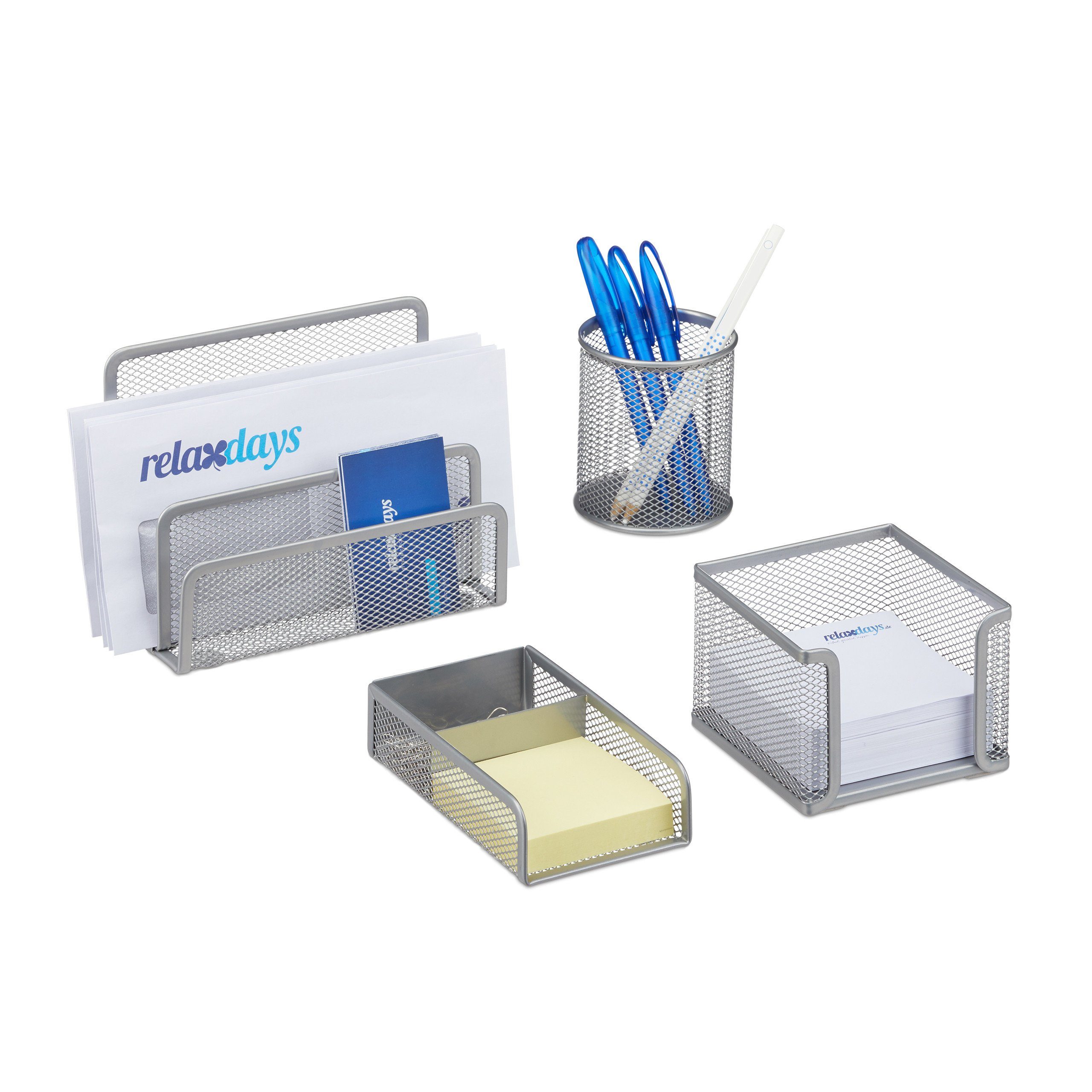relaxdays Schreibtischaufsatz Schreibtisch Organizer Set 4-teilig, günstig online kaufen