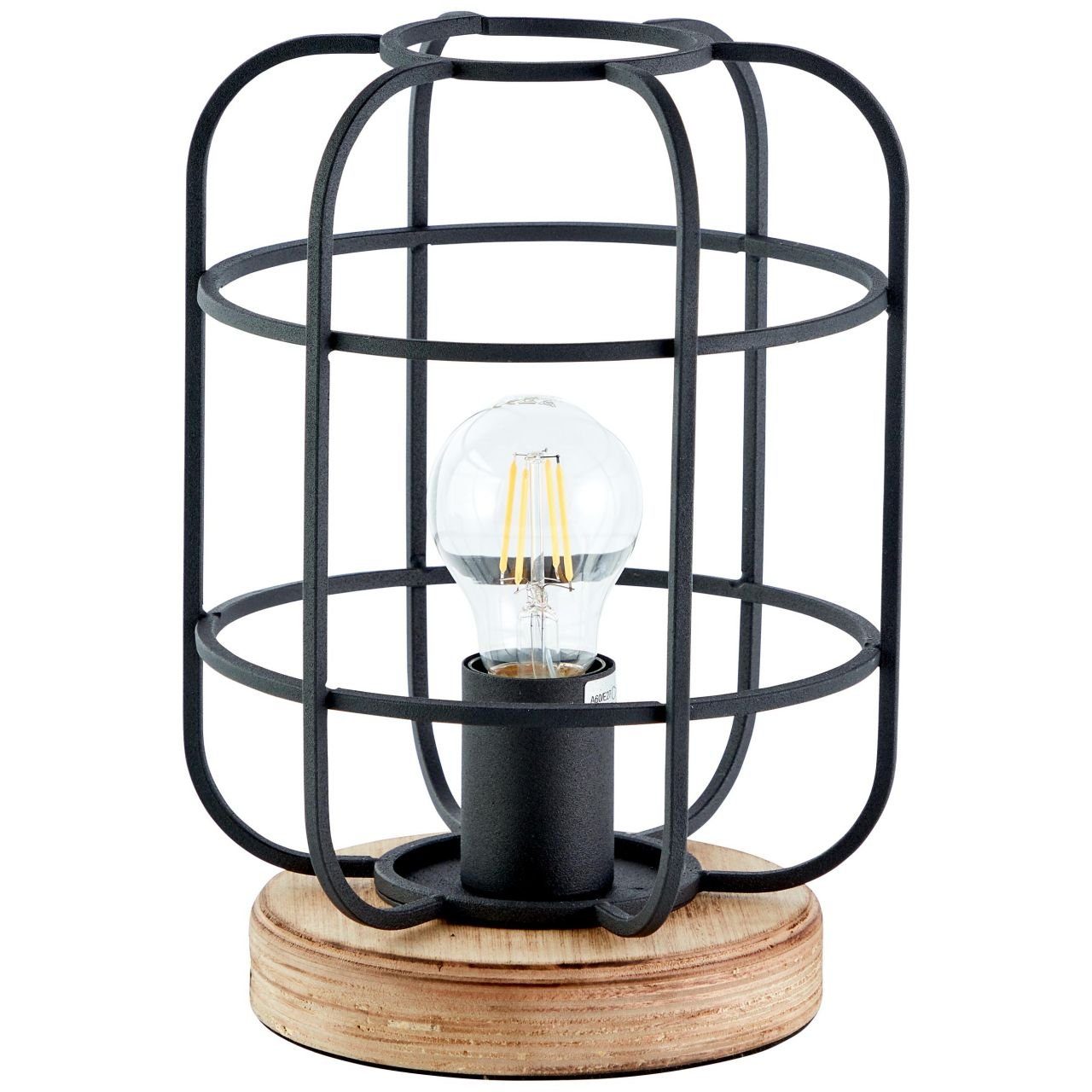 Brilliant Tischleuchte Gwen, Lampe, Gwen antik A6 korund, 1x Metall/Holz, Tischleuchte holz/schwarz