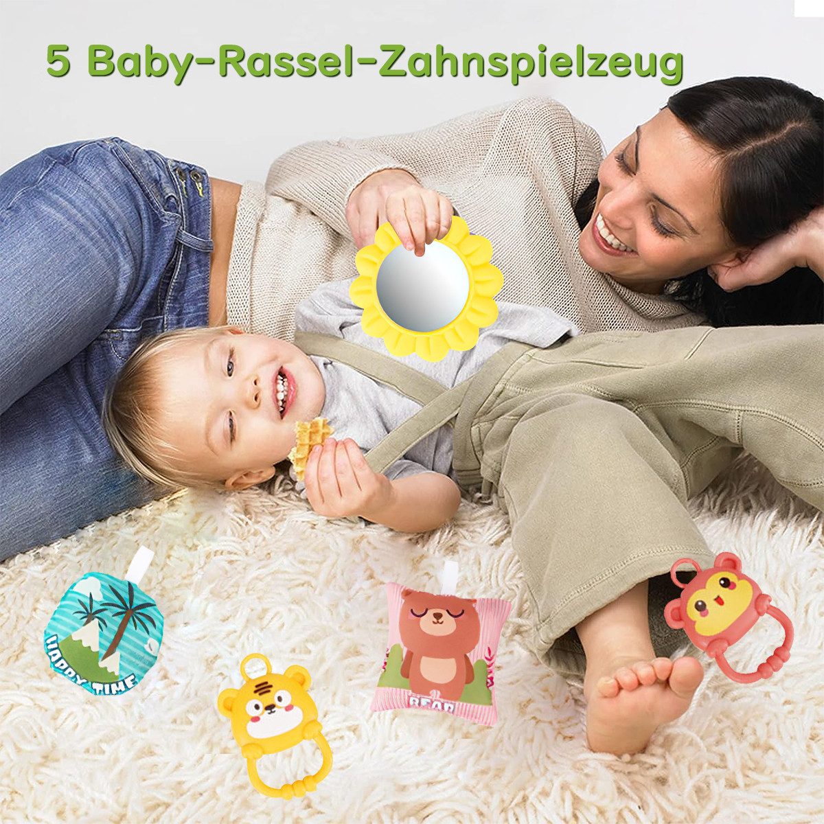 Krabbeldecke Spielmatte mit Spielbogen Baby Lernmatte Spieldecke Erlebnisdecke, MOPUEA, mit Klavier, Licht, Musik, Spiegel Lernspielzeug Waschbar