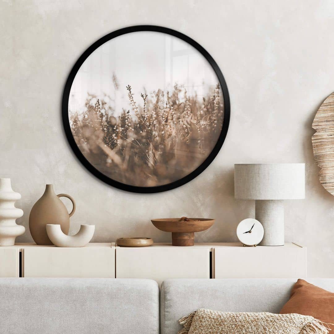 Poster Wandbild Poster Rund Blumenfotografie Annie Wiesengräser Herbst Deko