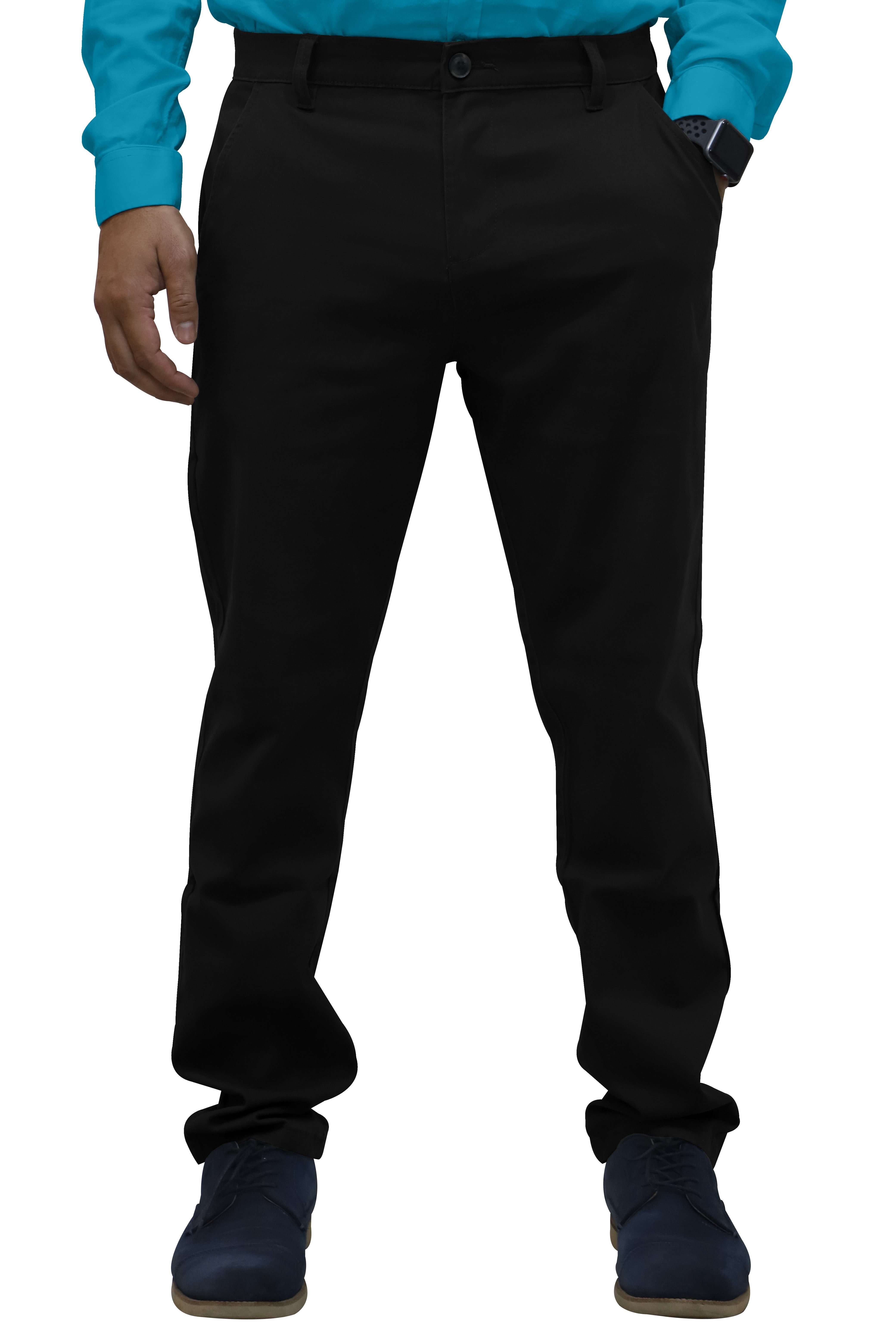 BlauerHafen Chinohose Herren Regular Fit Chino Casual Relaxed Stretch-Baumwollhose 30"-40" Schwarz