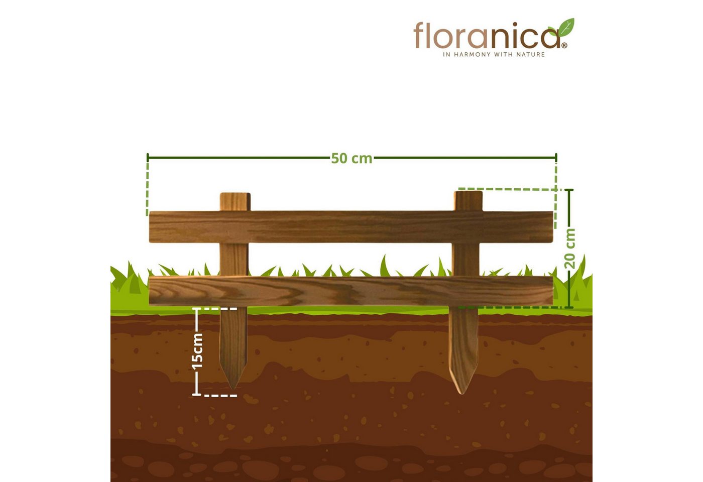 Thumbnail - Floranica Zierzaun Kleiner Gartenzaun Mini Steckzaun Zierzaun, (20 x 50 cm, 4-St., Braun), Vorgartenzaun Hofzaun Terrass...