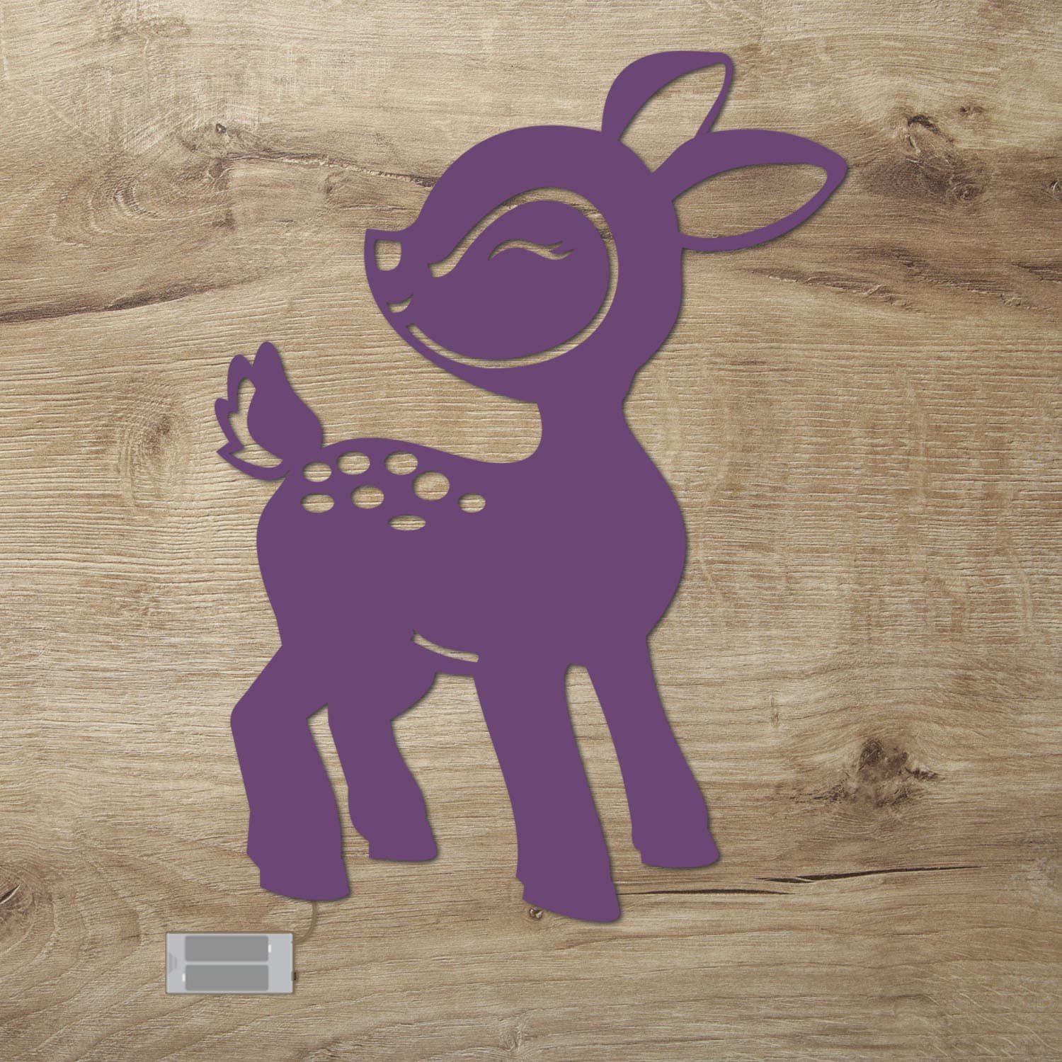 Namofactur LED Nachtlicht Rehkitz LED Nachtlicht aus Holz für das Kinderzimmer, LED fest integriert, Warmweiß