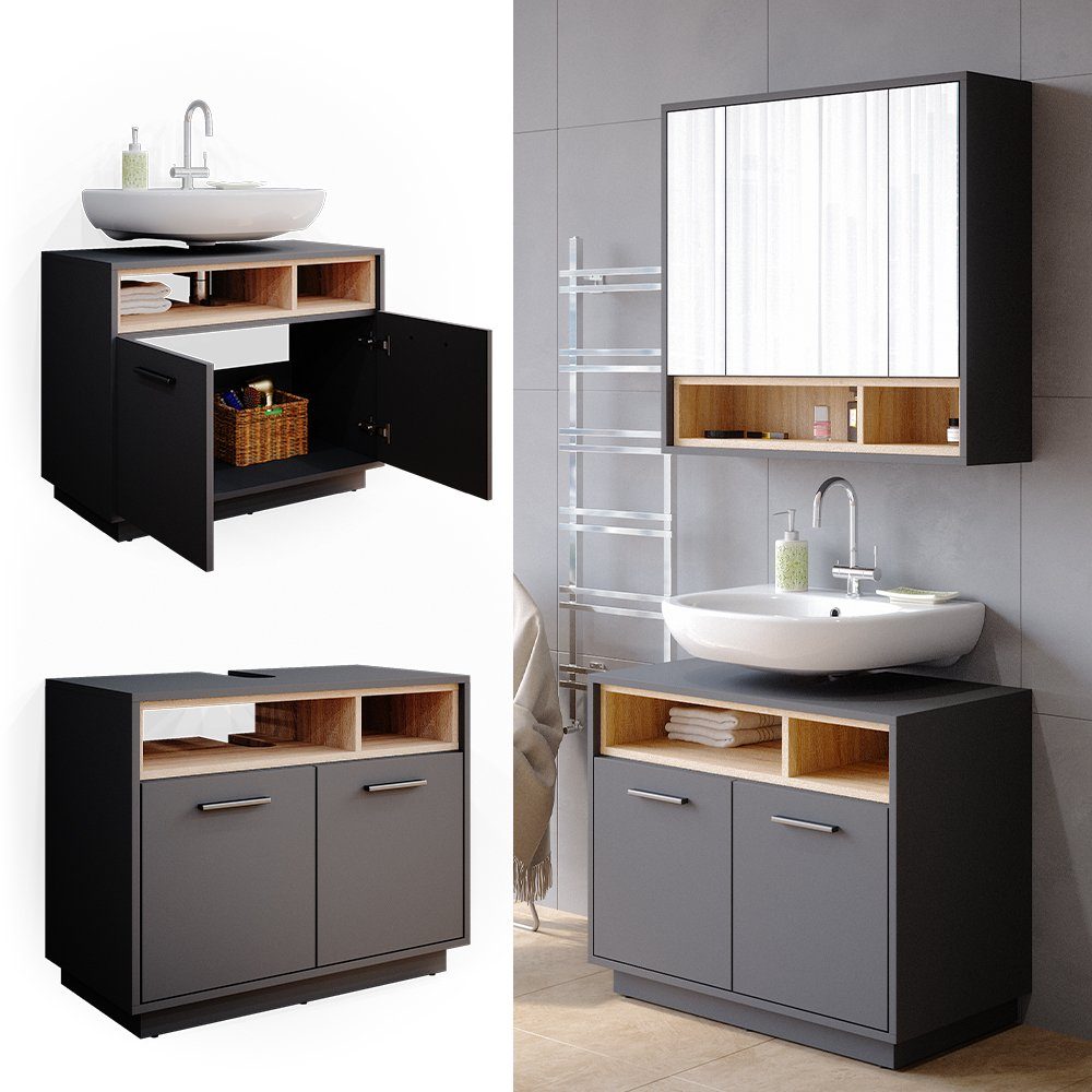 Vicco Waschbeckenunterschrank Beatrice, Anthrazit/Sonoma, 80 x günstig online kaufen