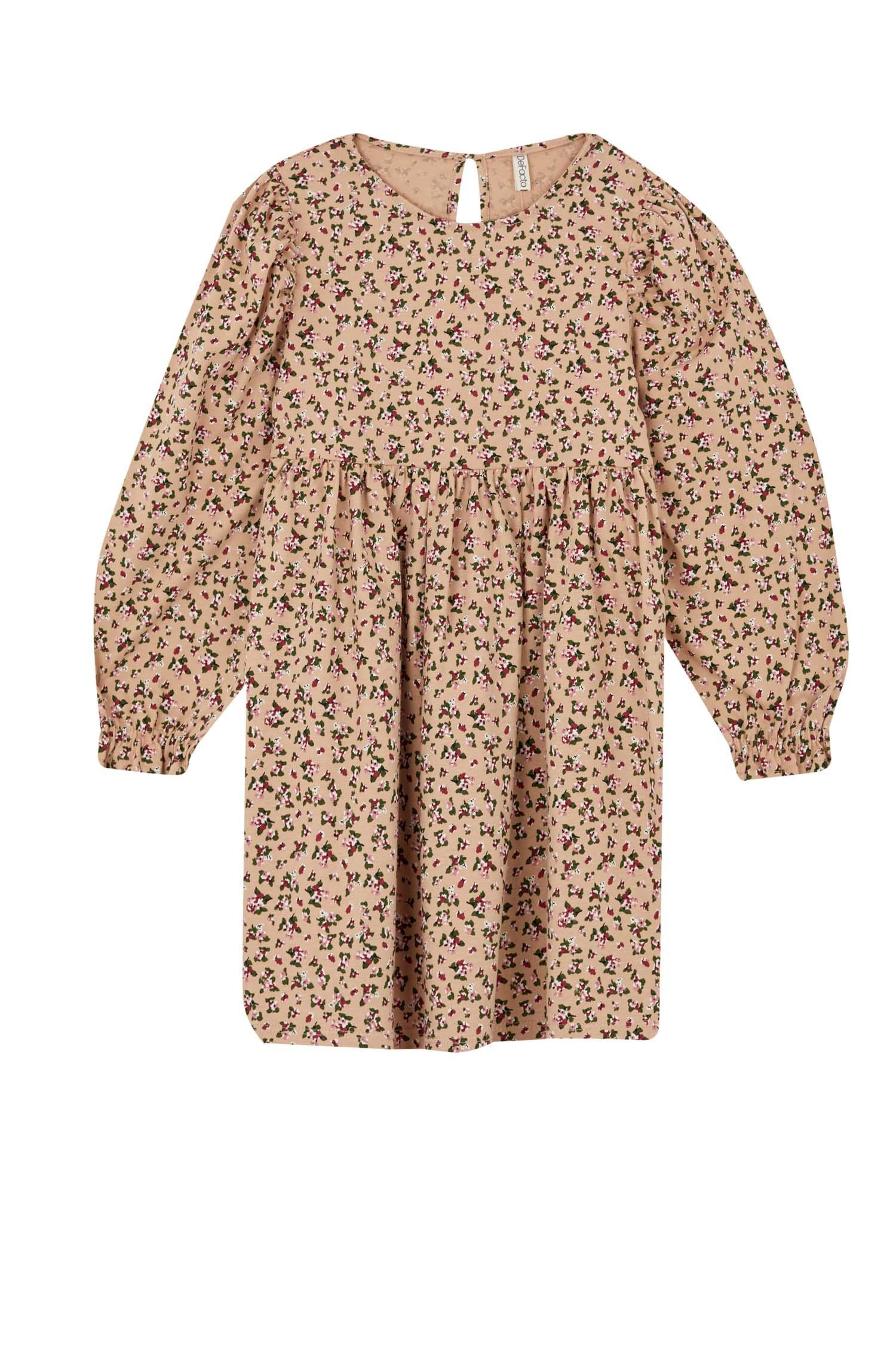 DeFacto Jerseykleid Mädchen Blumenkleid DRESS Lachs